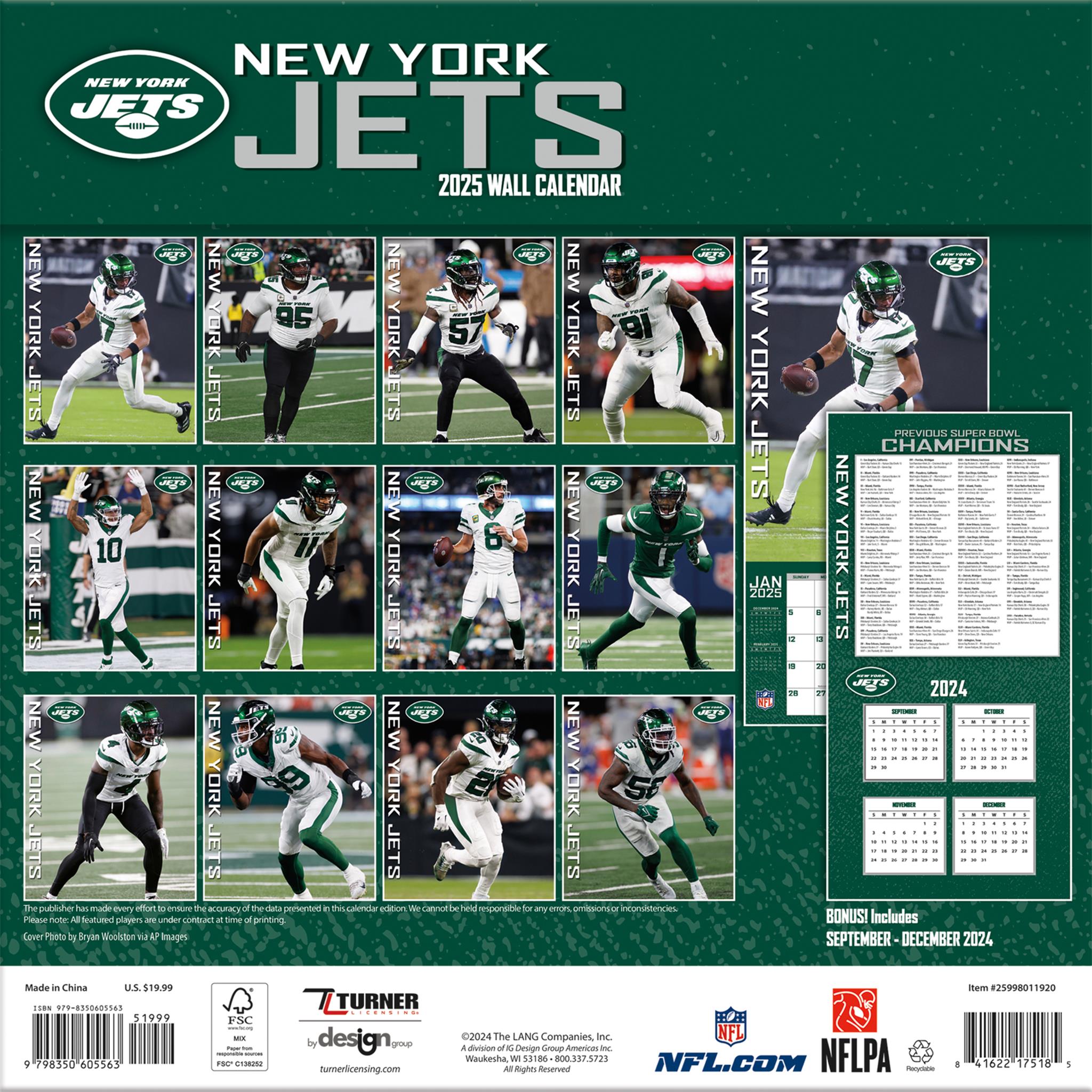 NFL New York Jets Wall 2025 Calendar - Online Exclusive