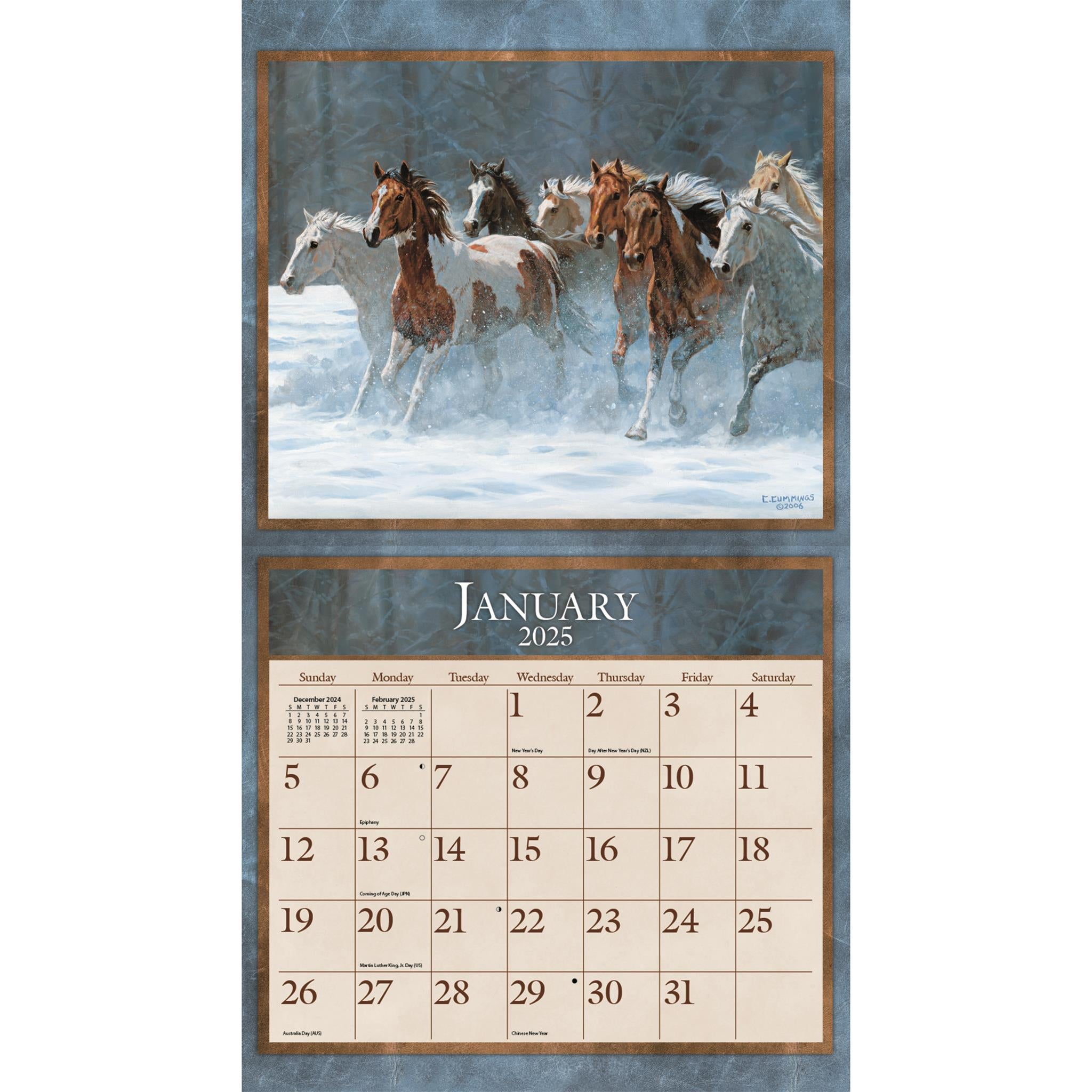 Horses In The Mist Special Edition with Print Wall 2025 Calendar