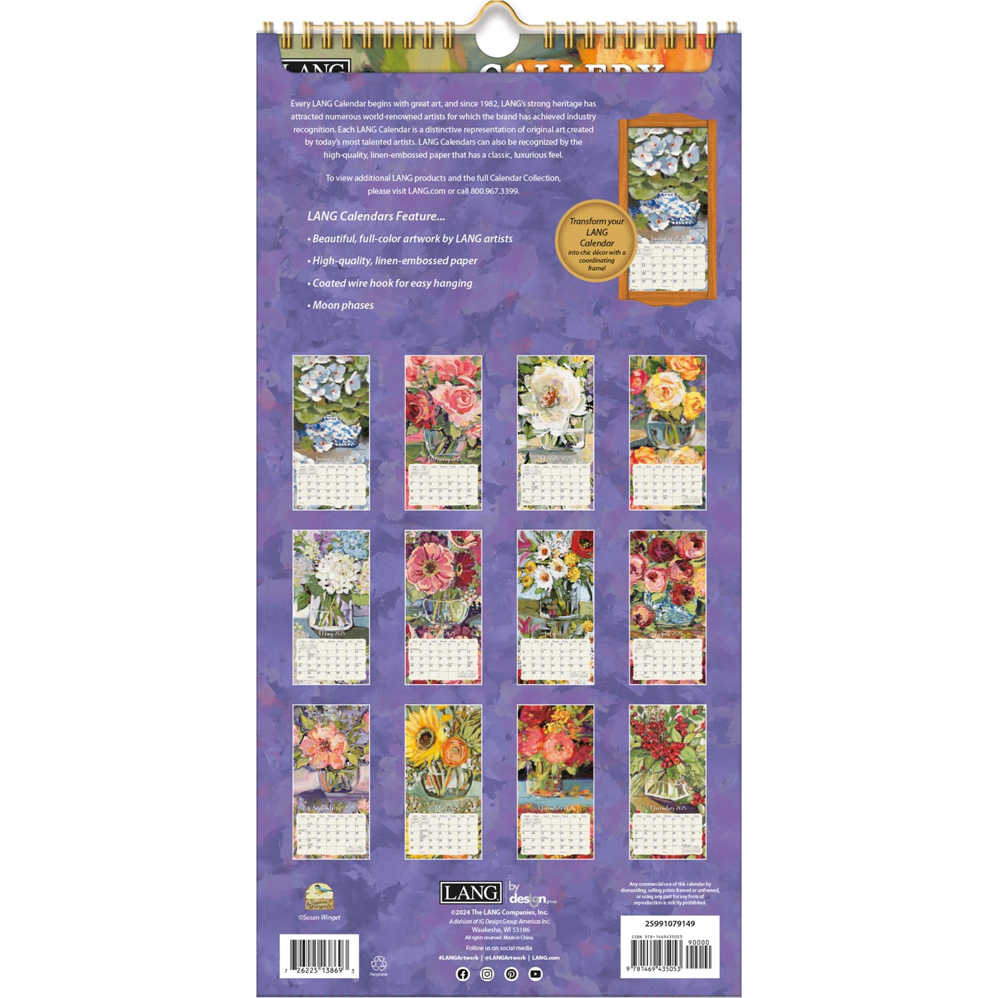 Gallery Florals Slim 2025 Calendar product image | Calendar Club Canada