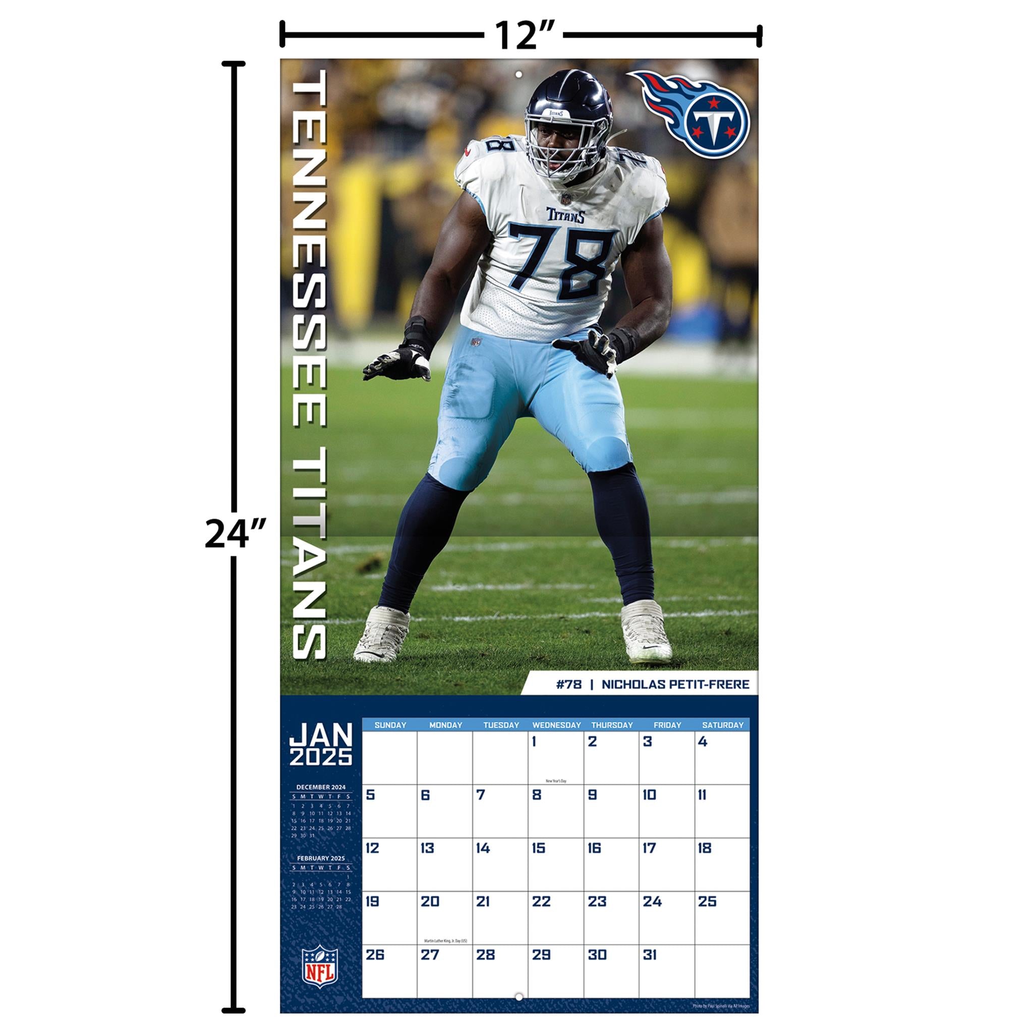 NFL Tennessee Titans Wall 2025 Calendar - Online Exclusive