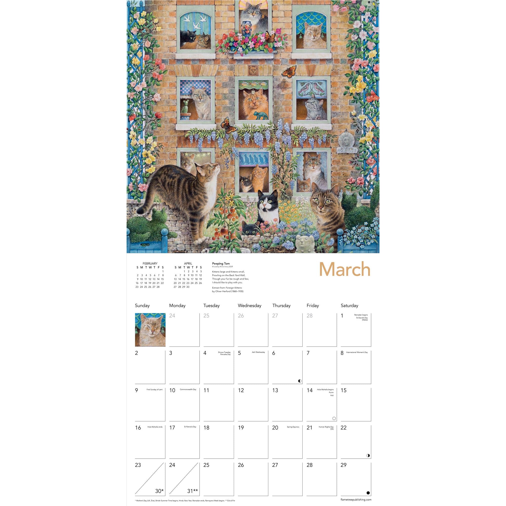 Ivory Cats Wall 2025 Calendar