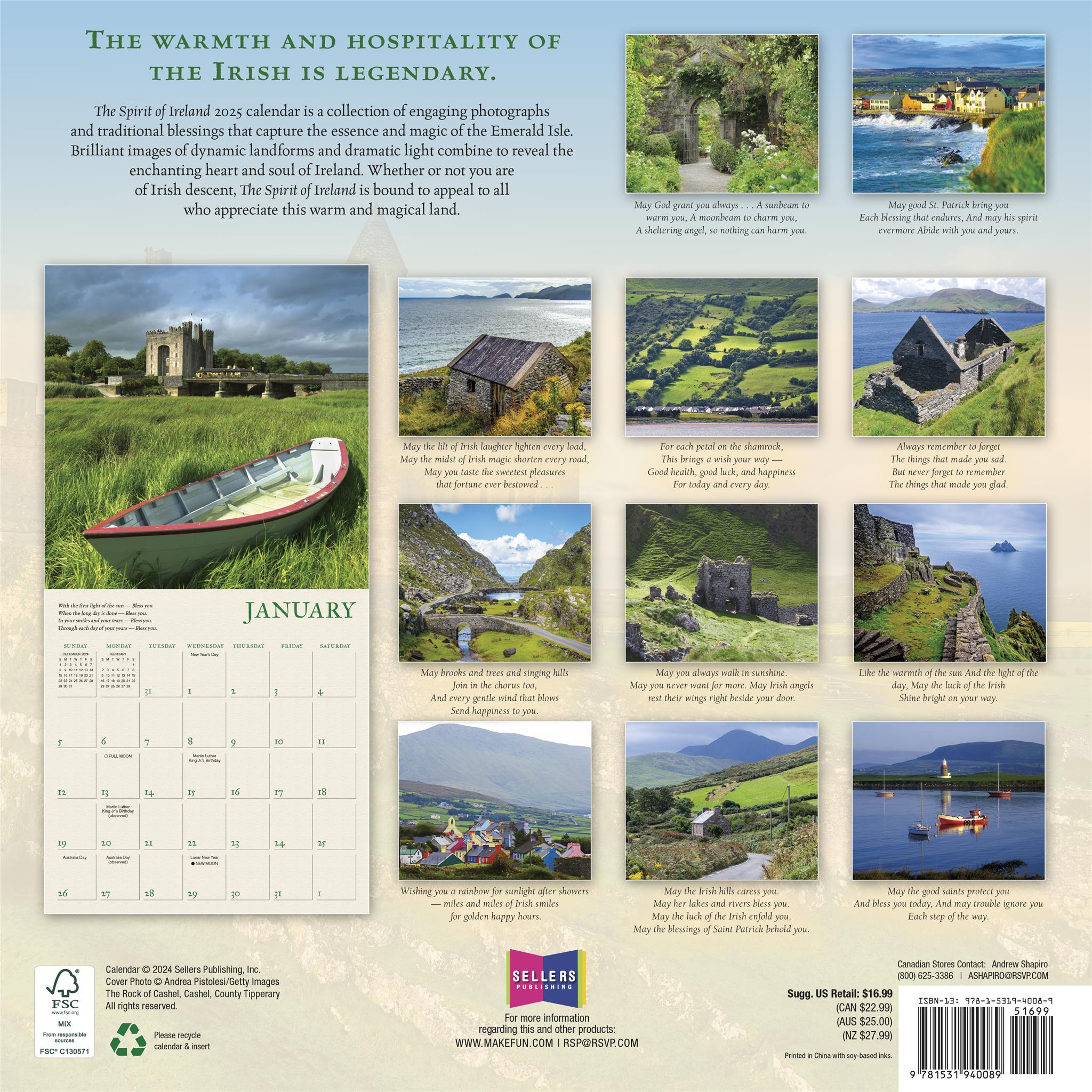 Spirit Of Ireland Wall 2025 Calendar