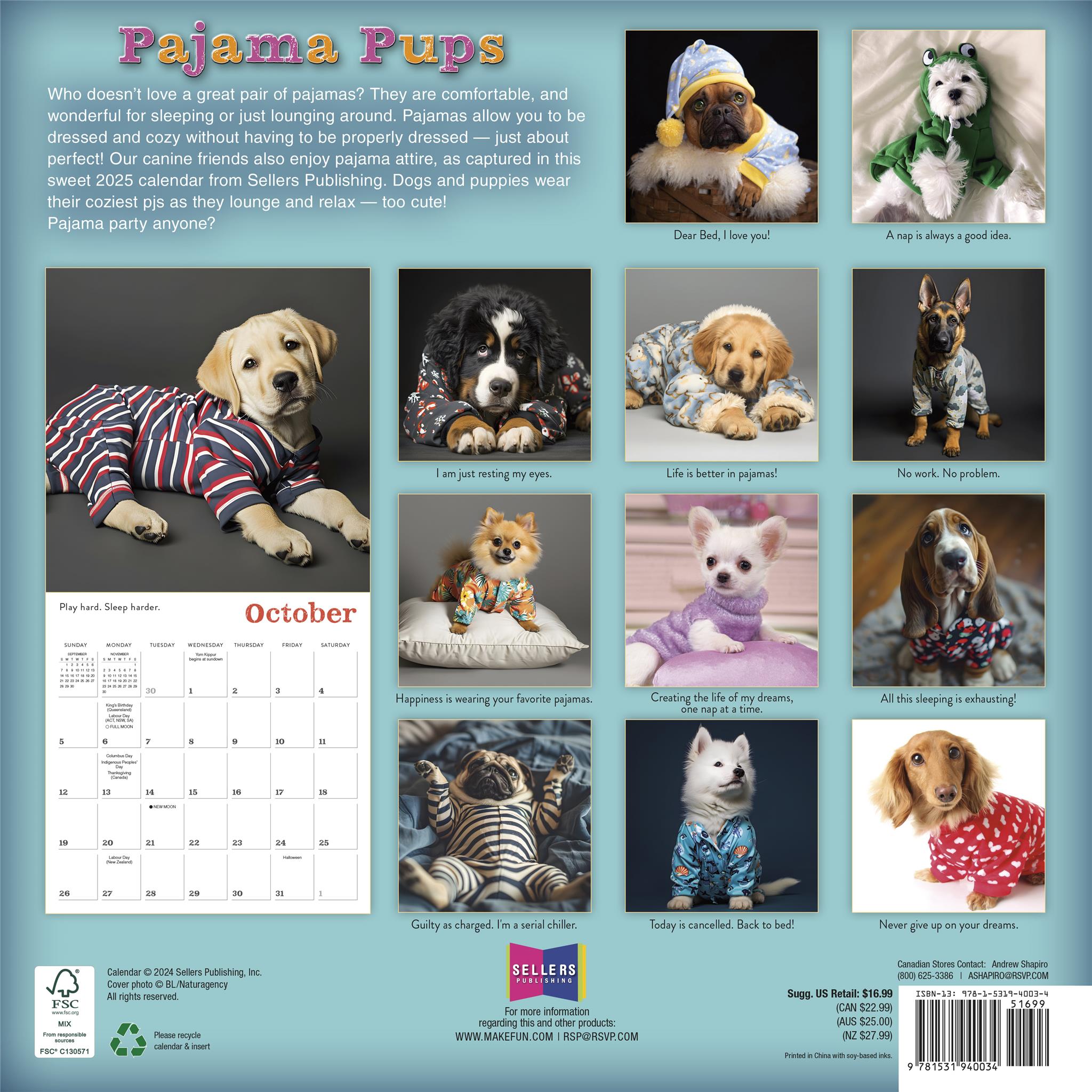 Pajama Pups Wall 2025 Calendar - Online Exclusive