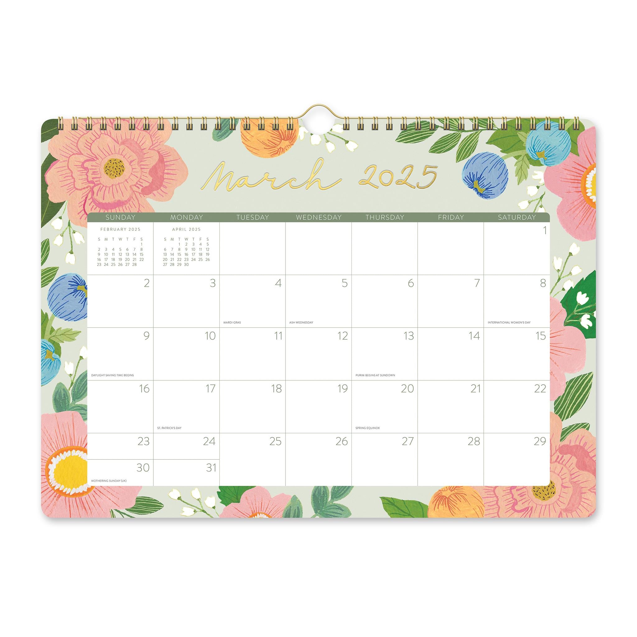 Bella Flora Spiral Deluxe Wall 2025 Calendar