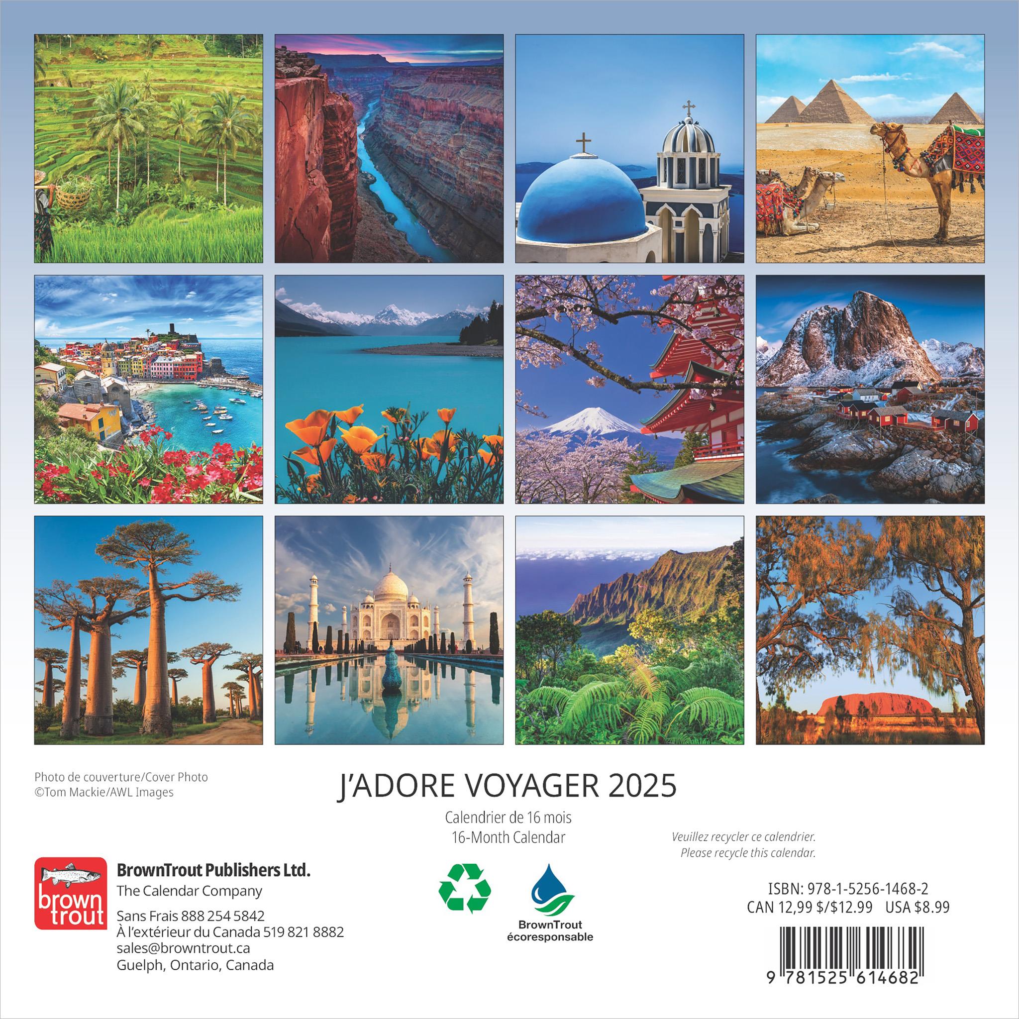 J'Adore Voyager Mini 2025 Calendar (French)