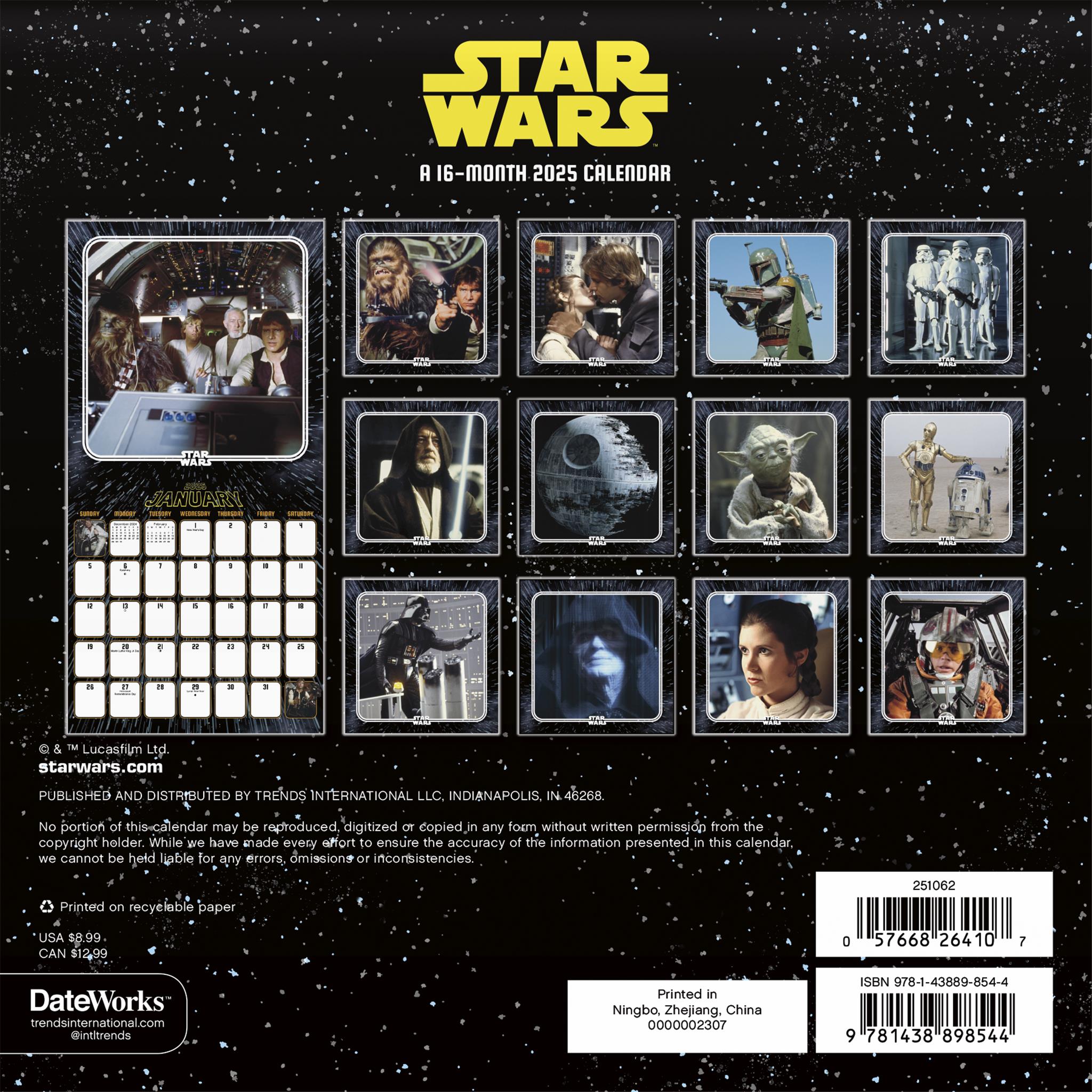 Star Wars Mini 2025 Calendar