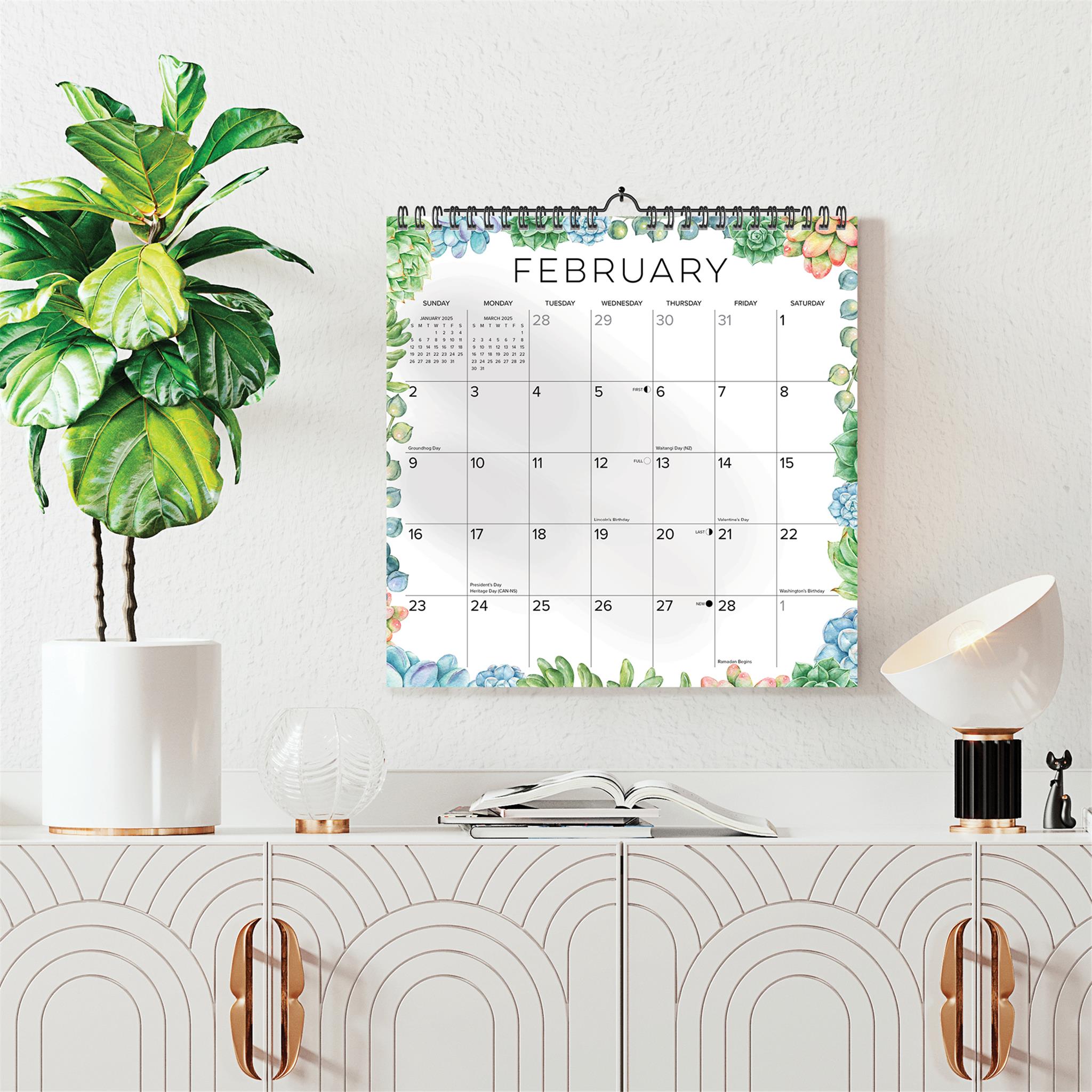 Succulents Spiral Wall 2025 Calendar - Online Exclusive