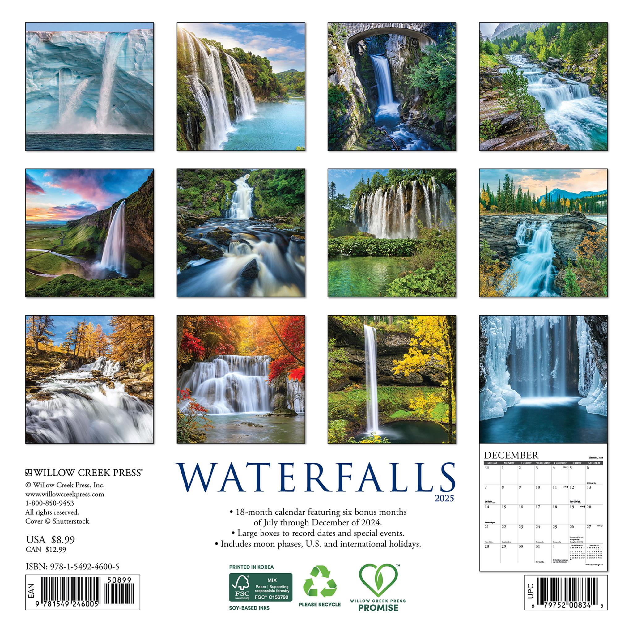 Waterfalls Mini 2025 Calendar - Online Exclusive