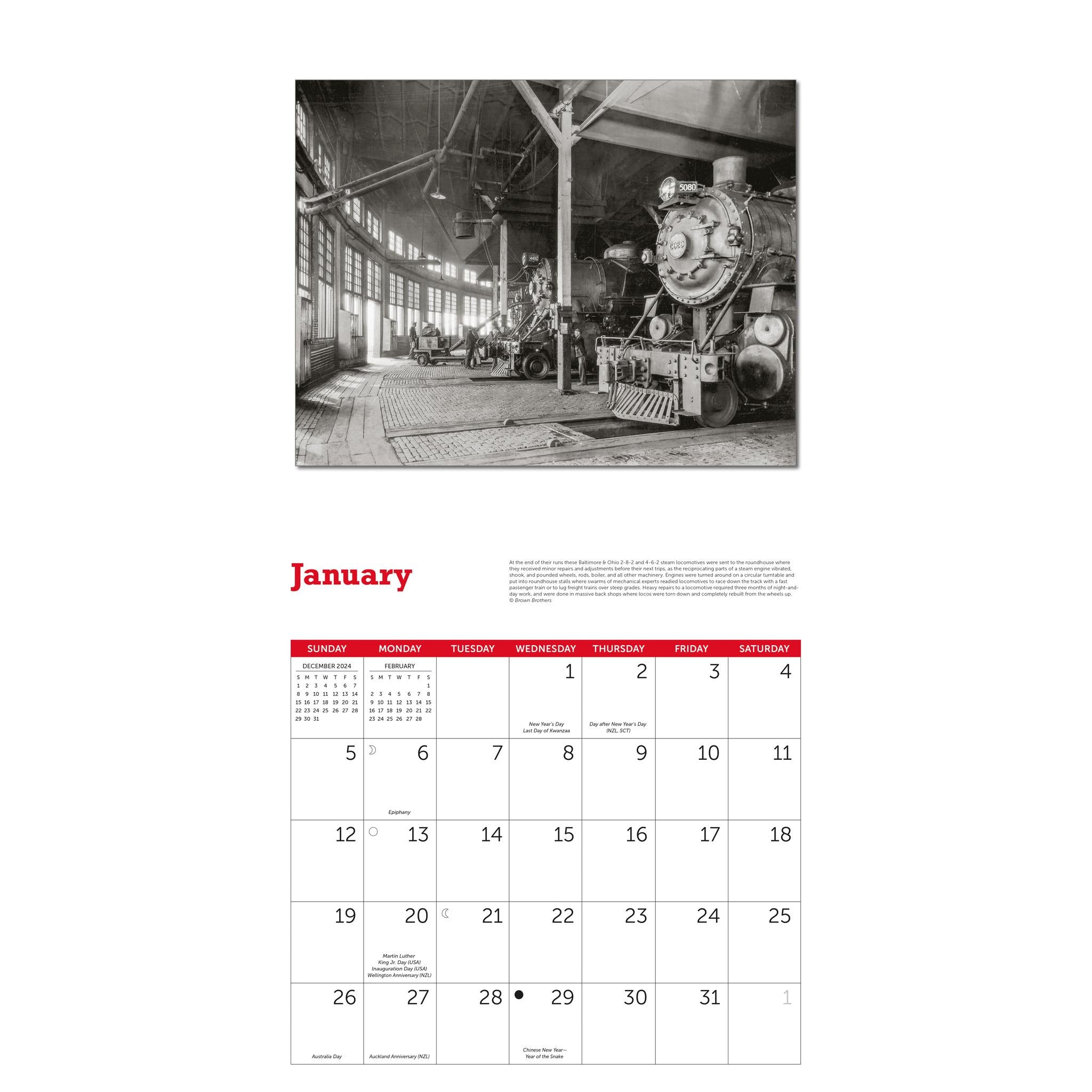 Trains Classic Wall 2025 Calendar