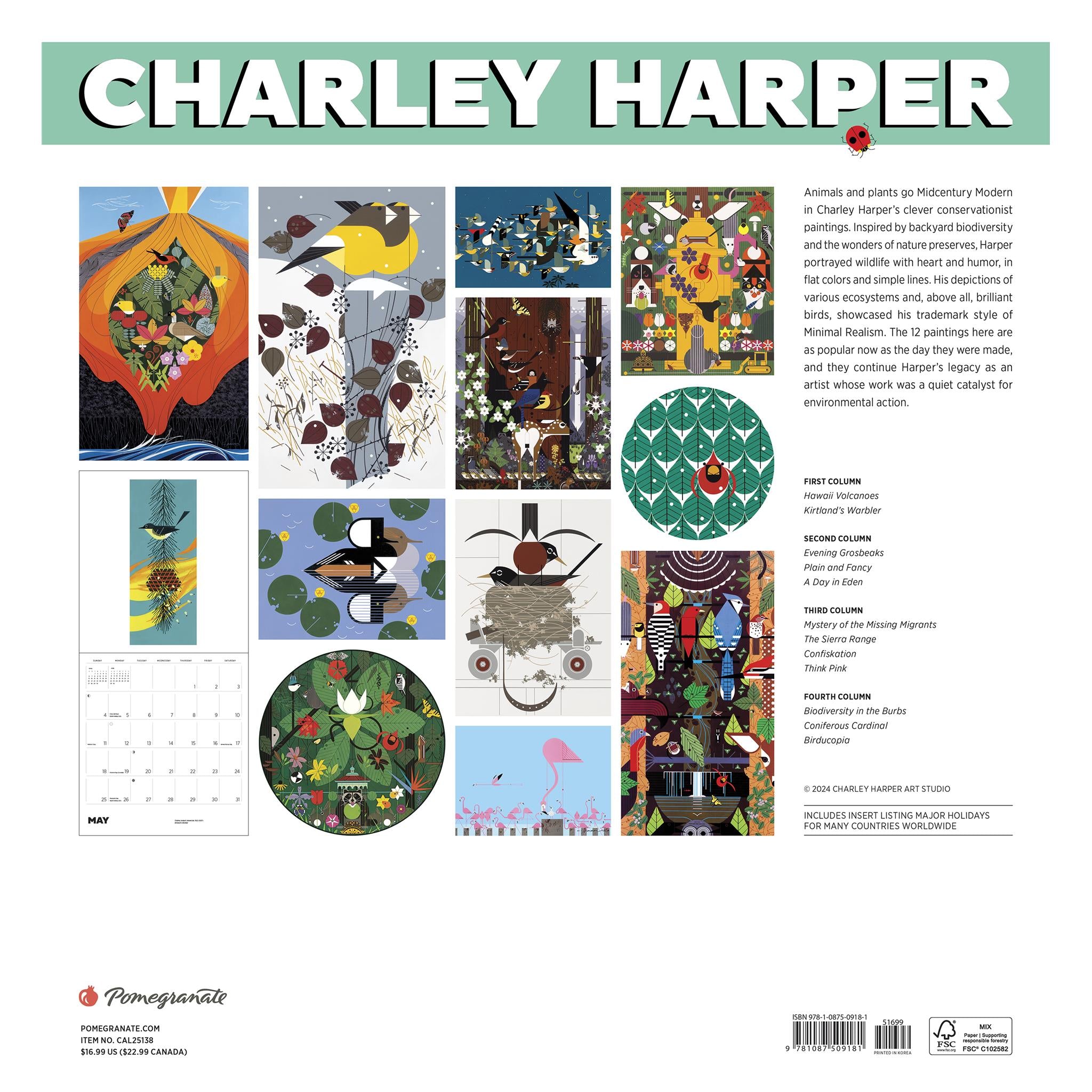 Charley Harper Wall 2025 Calendar