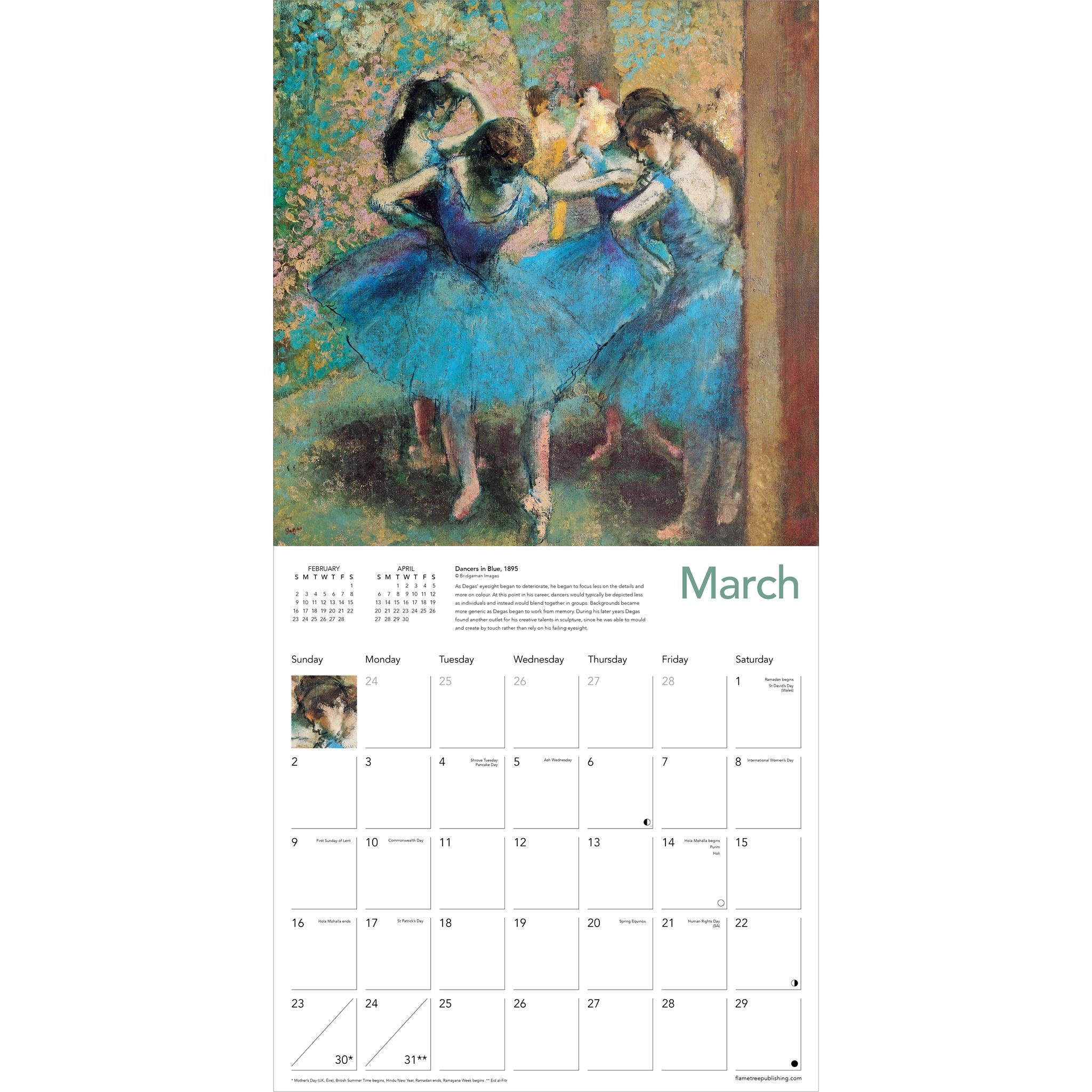 Degas Dancers Wall 2025 Calendar - Online Exclusive