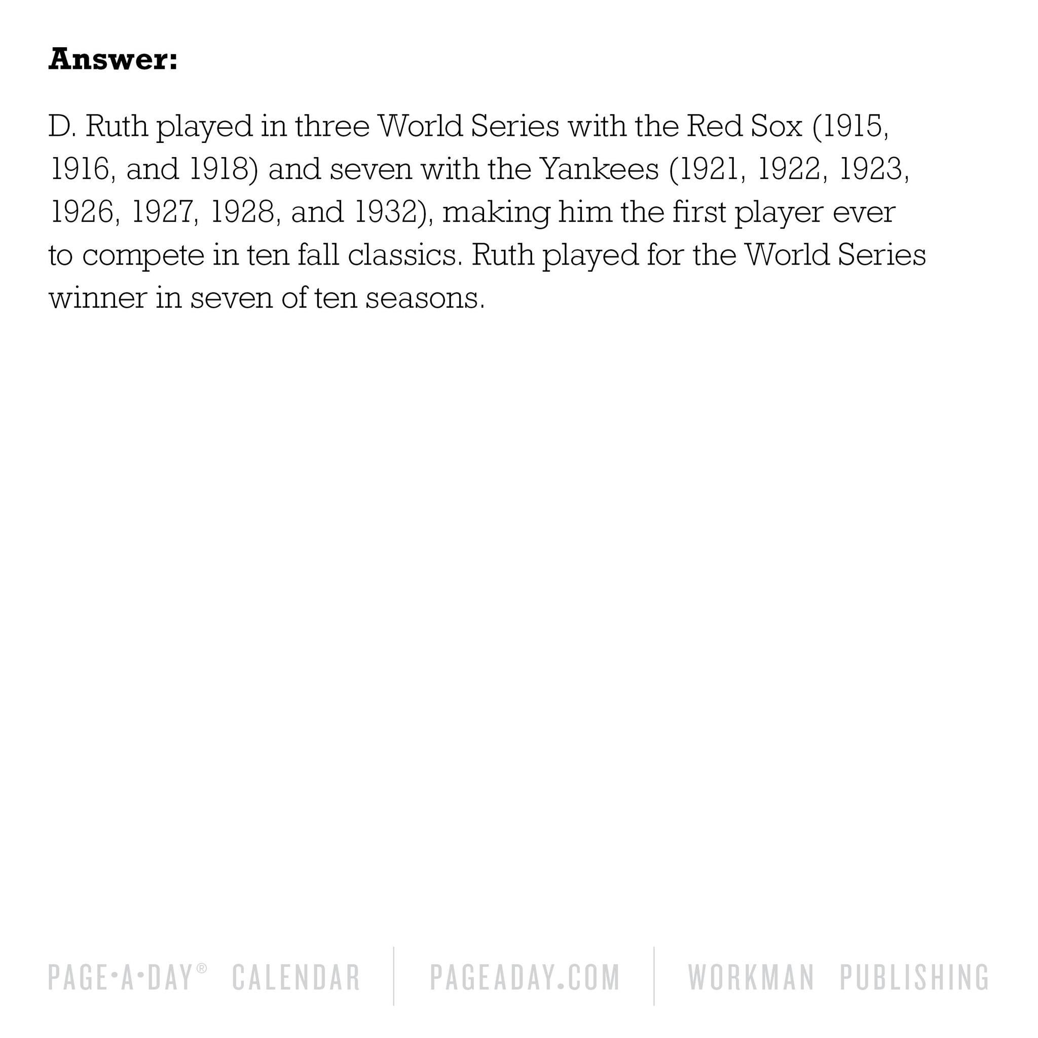 Year Of Baseball Trivia Box 2025 Calendar