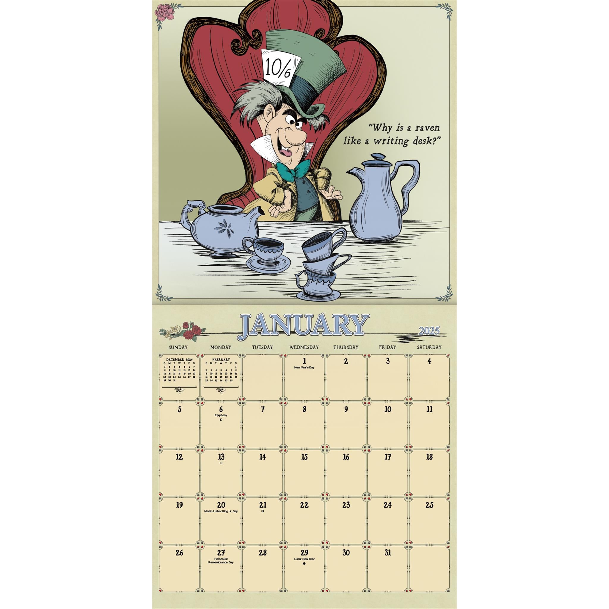 Alice In Wonderland Wall 2025 Calendar - Online Exclusive