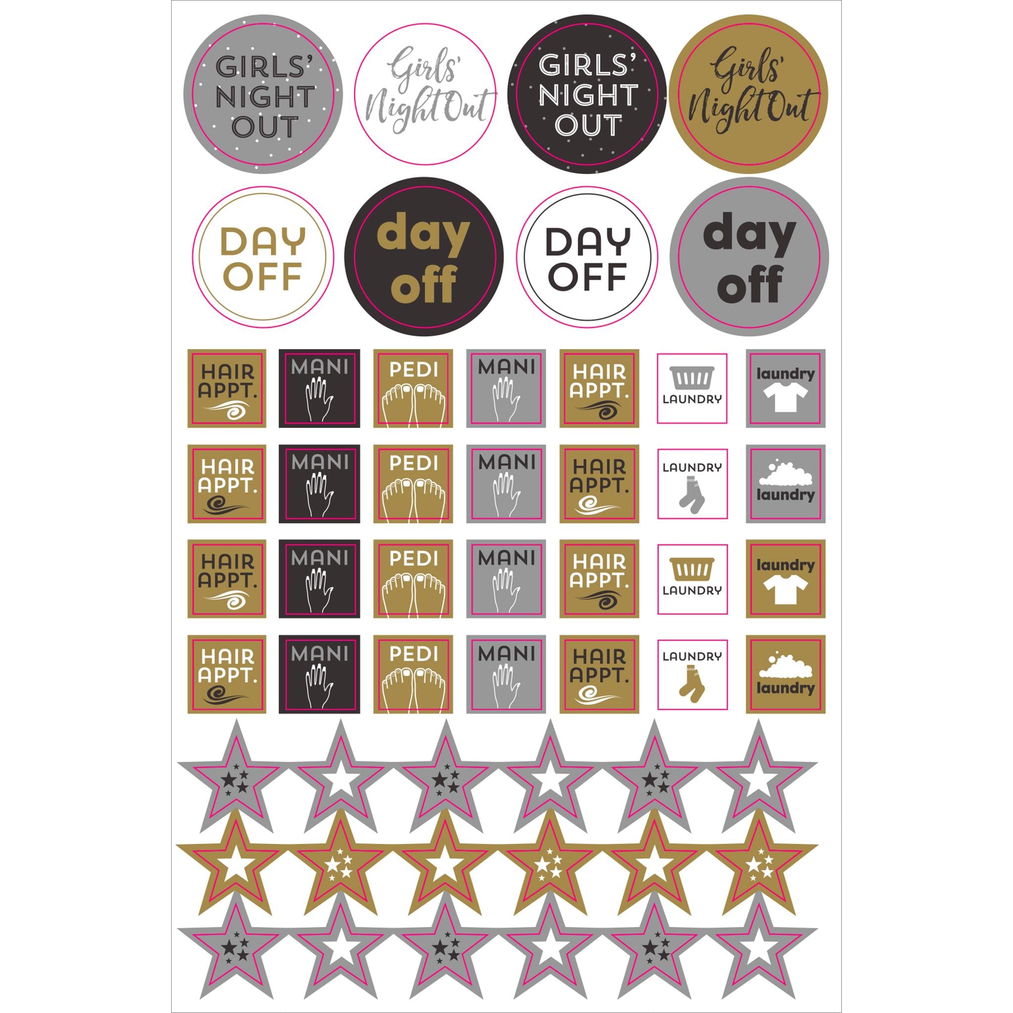 Black and Gold Essentials Planner Stickers