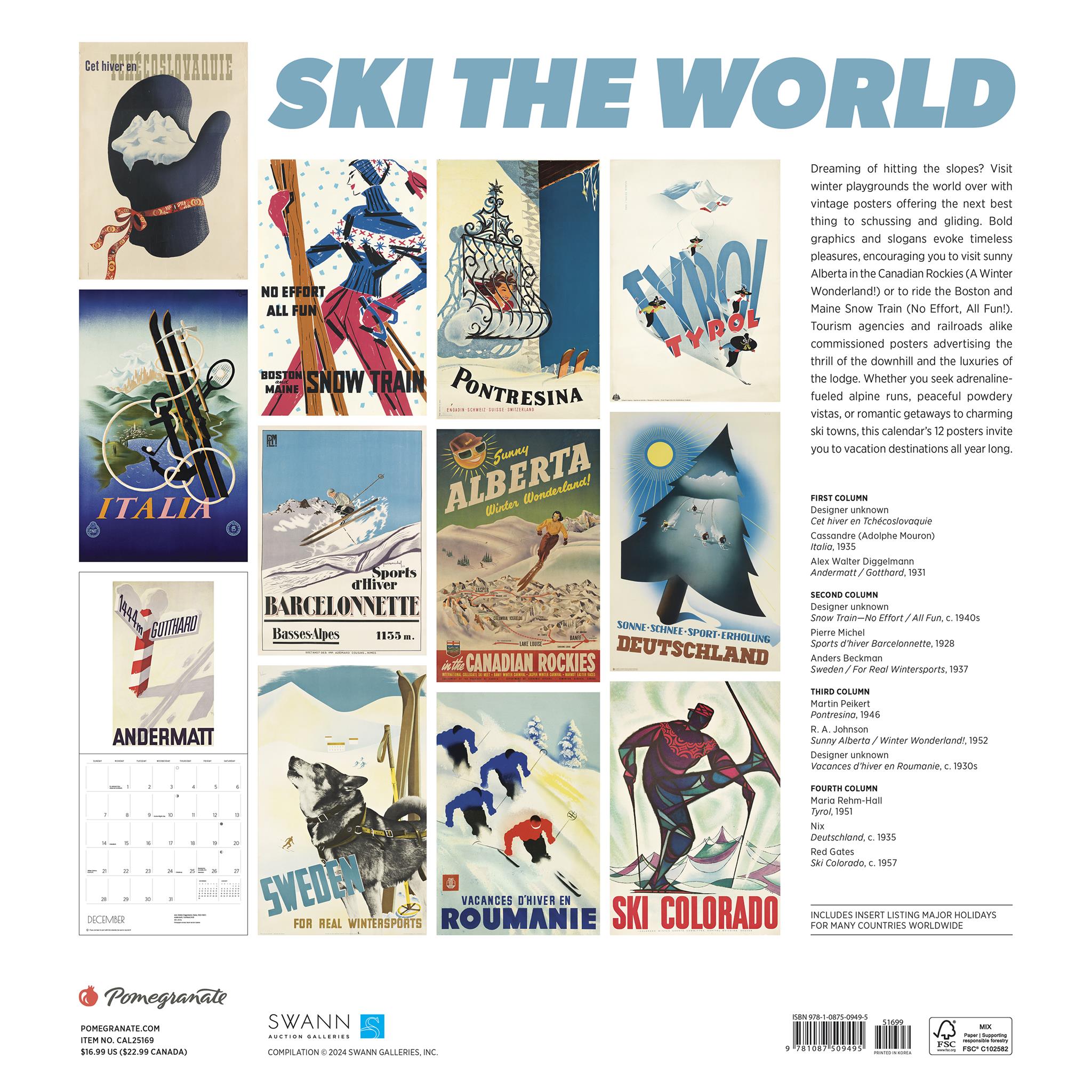 Ski The World Wall 2025 Calendar - Online Exclusive