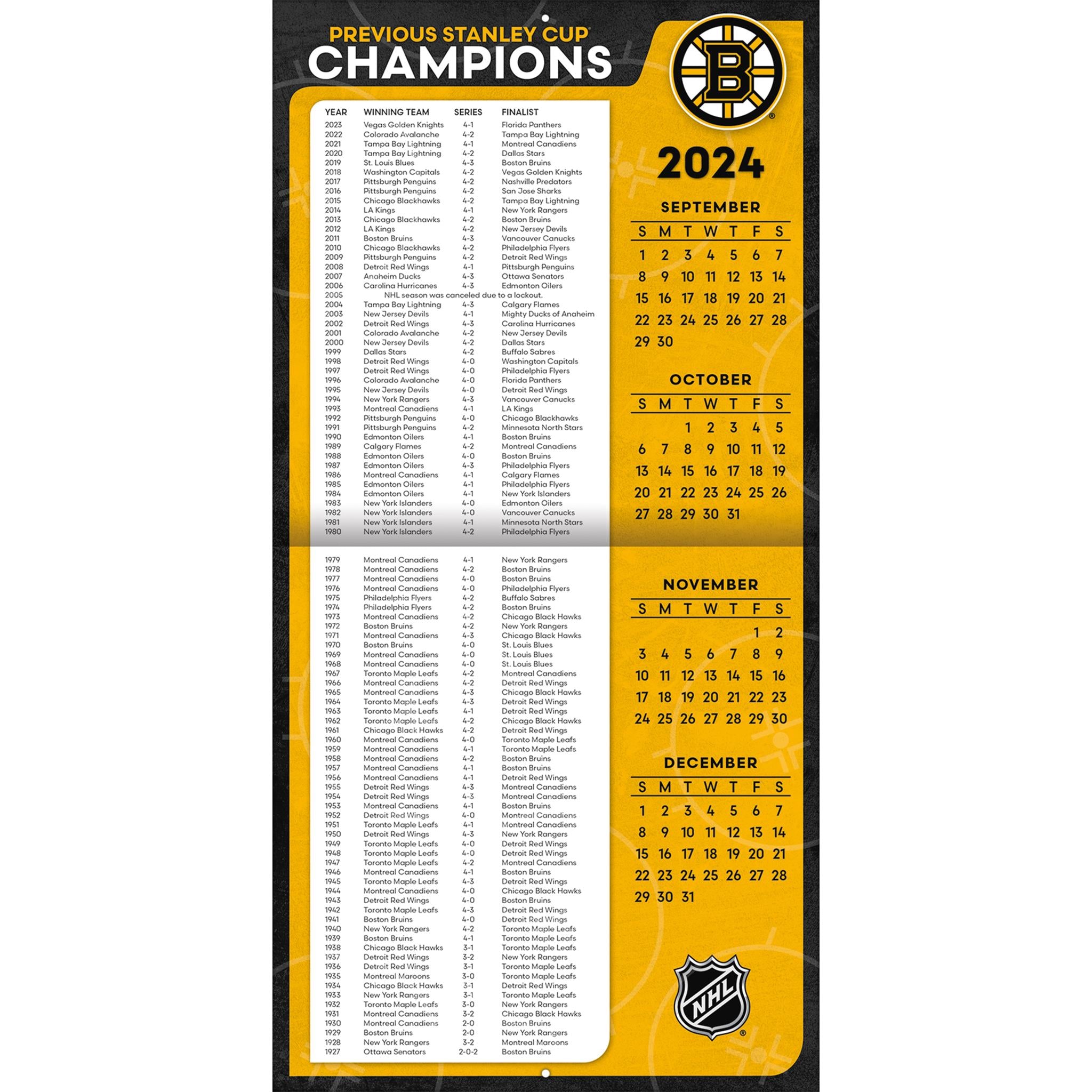 NHL Boston Bruins Wall 2025 Calendar