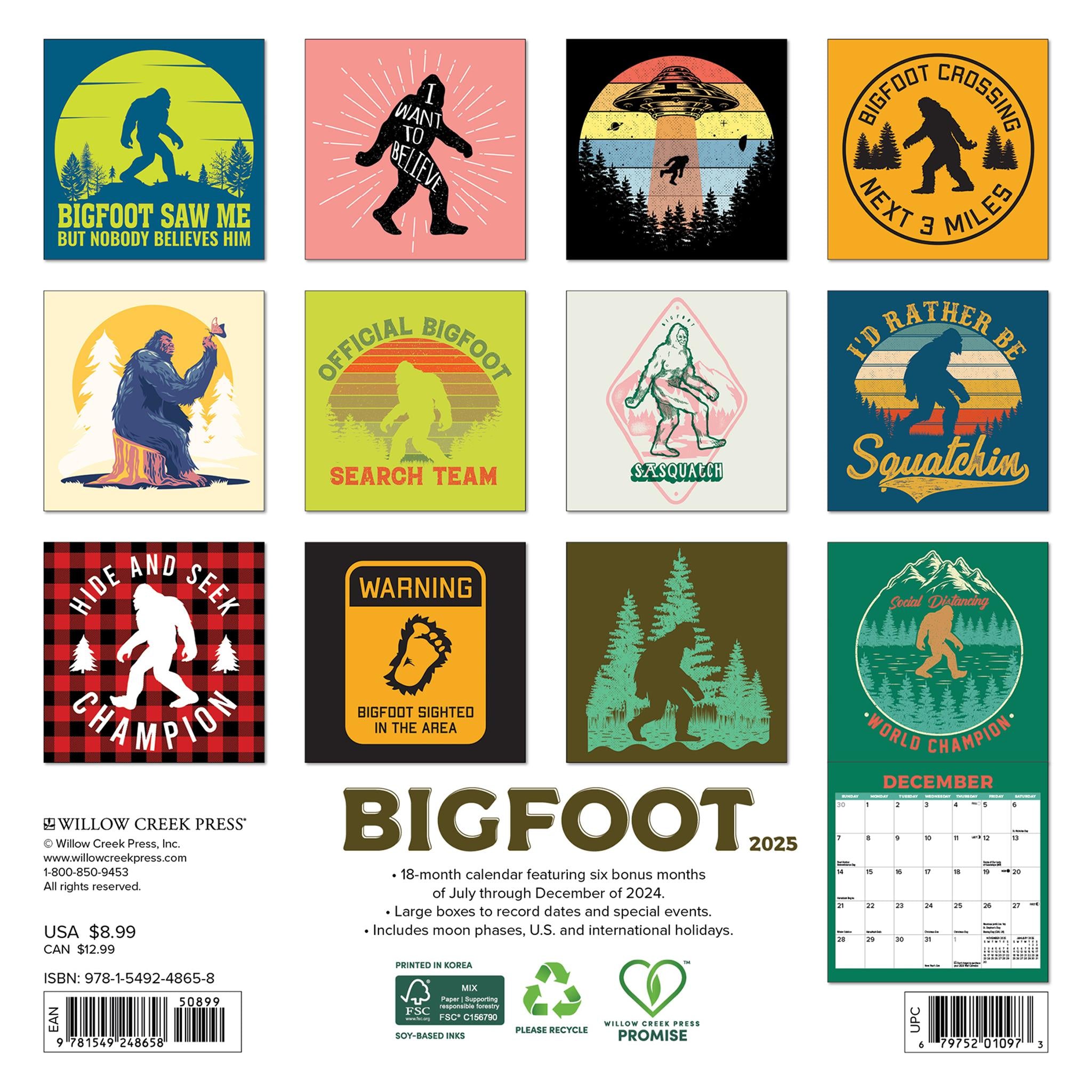 Big Foot Mini 2025 Calendar - Online Exclusive