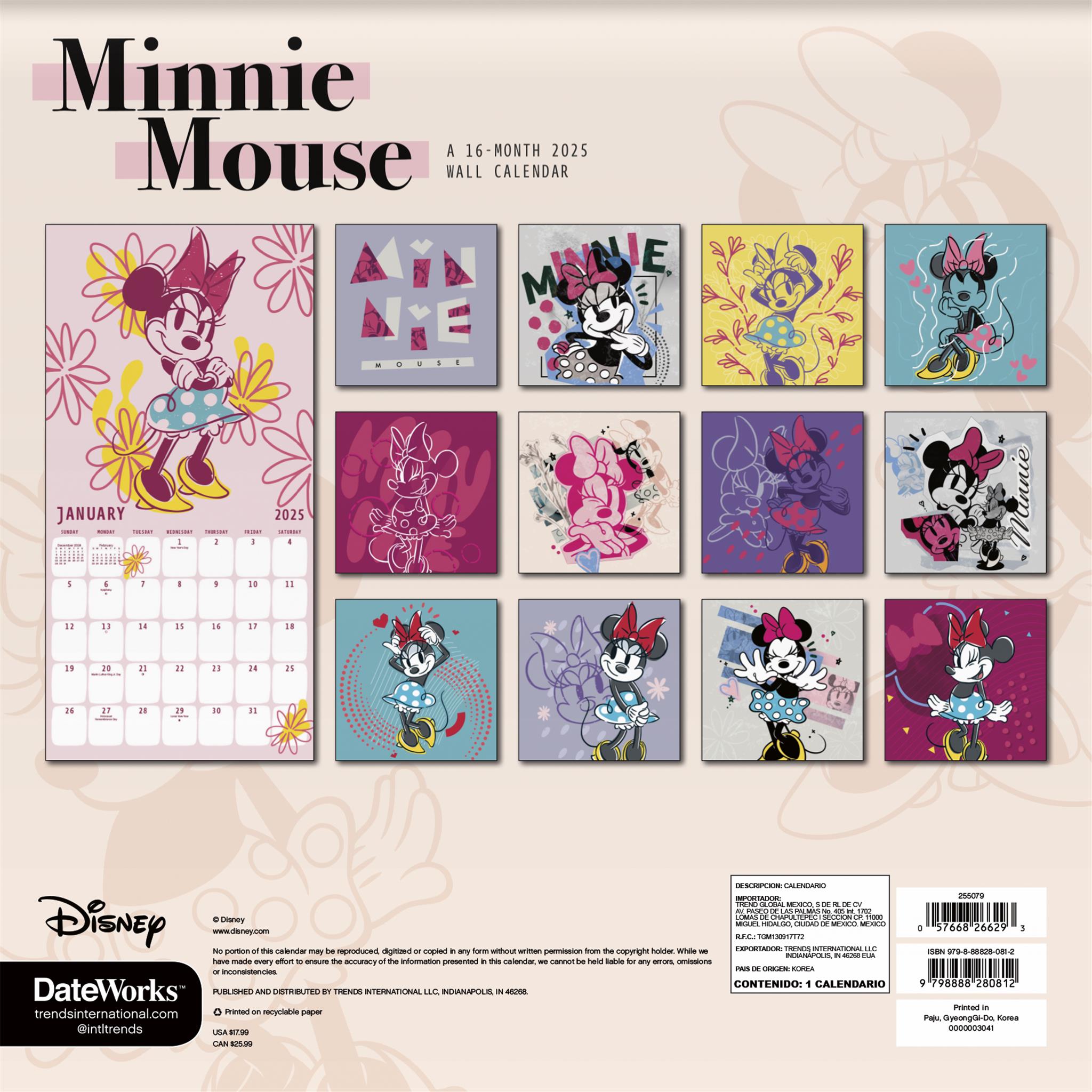 Minnie Mouse Wall 2025 Calendar - Online Exclusive