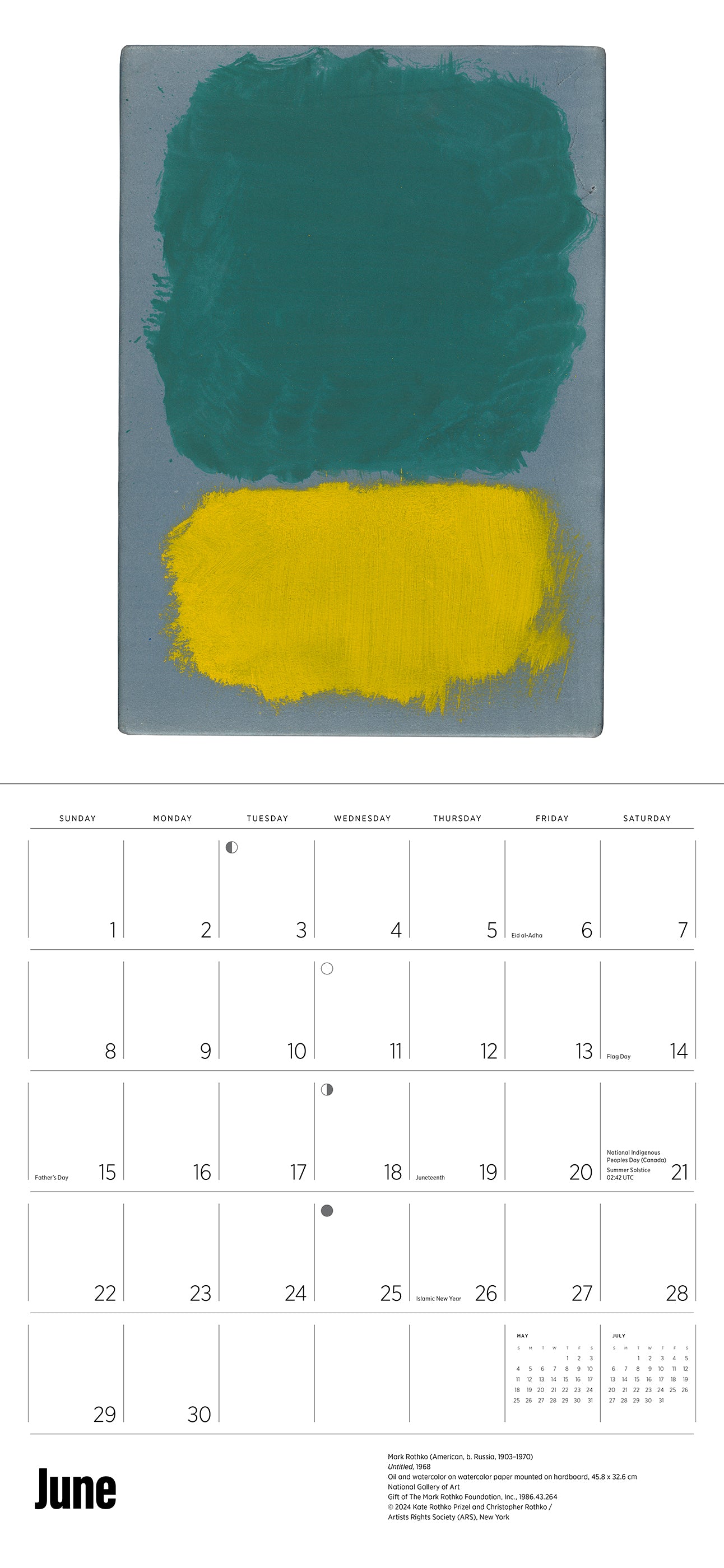 Rothko Wall 2025 Calendar