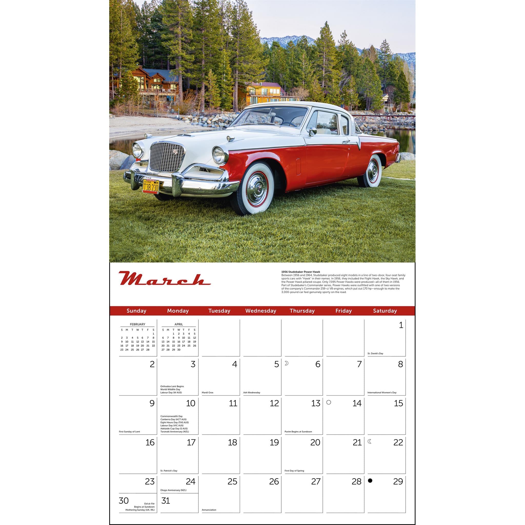 Classic Cars Wall 2025 Calendar