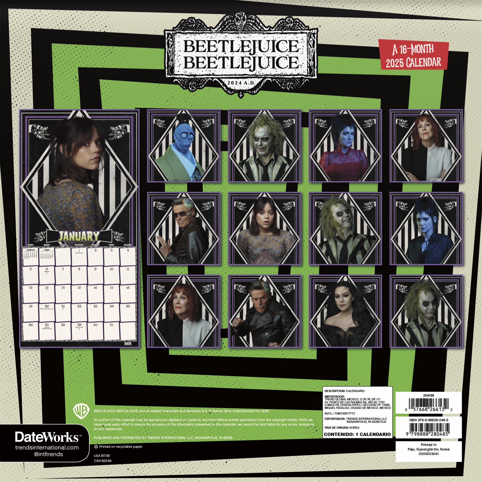 Beetlejuice 2 Wall 2025 Calendar - Online Exclusive