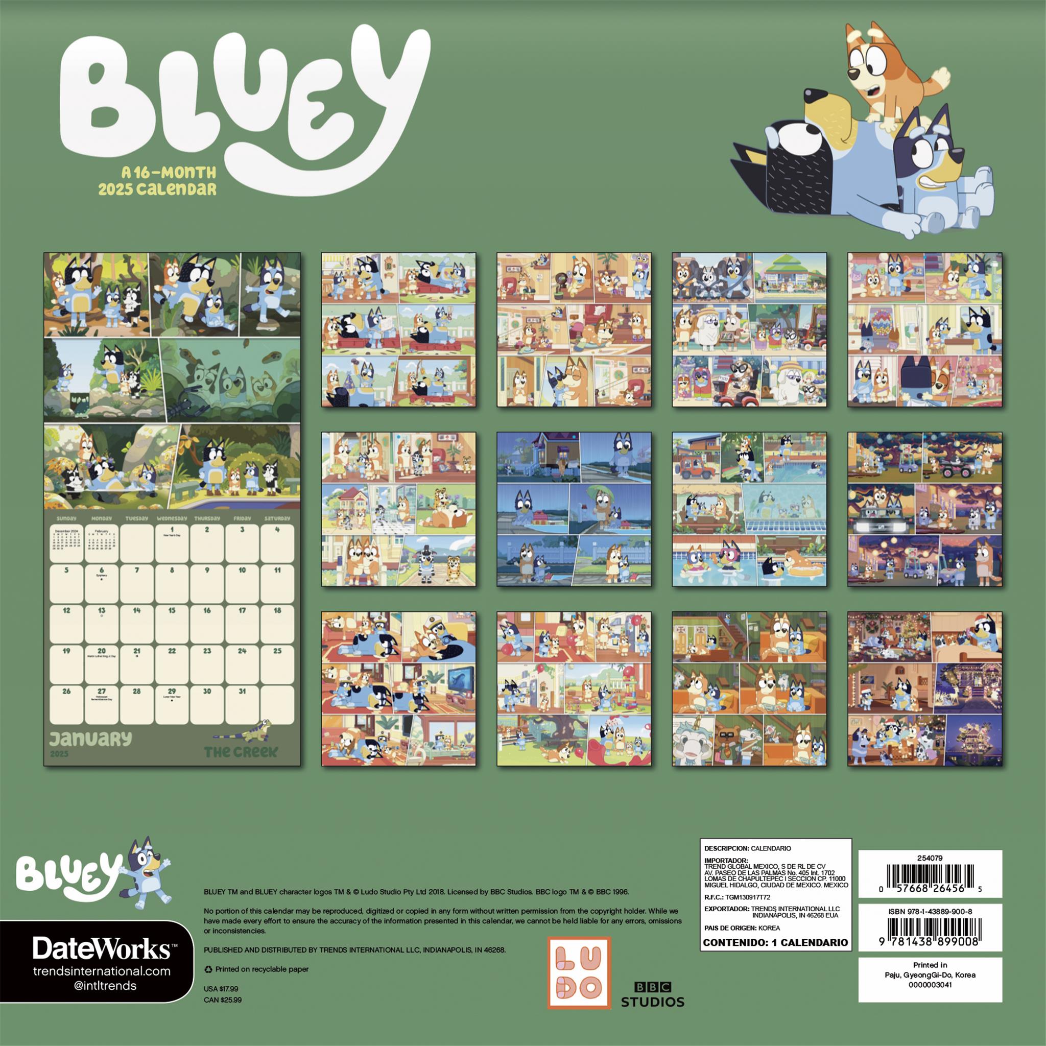 Bluey Wall 2025 Calendar - Online Exclusive