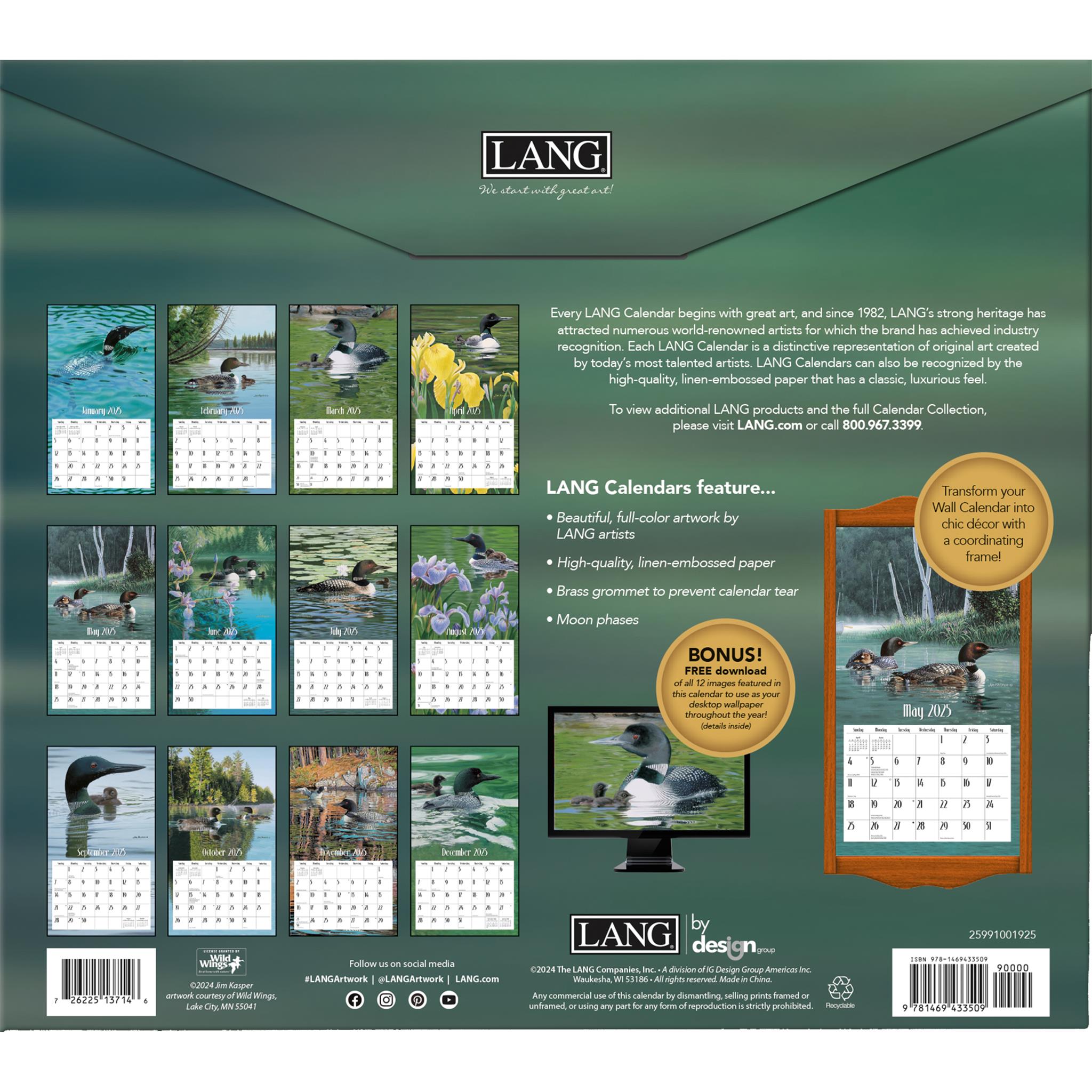 Loons On The Lake Wall 2025 Calendar