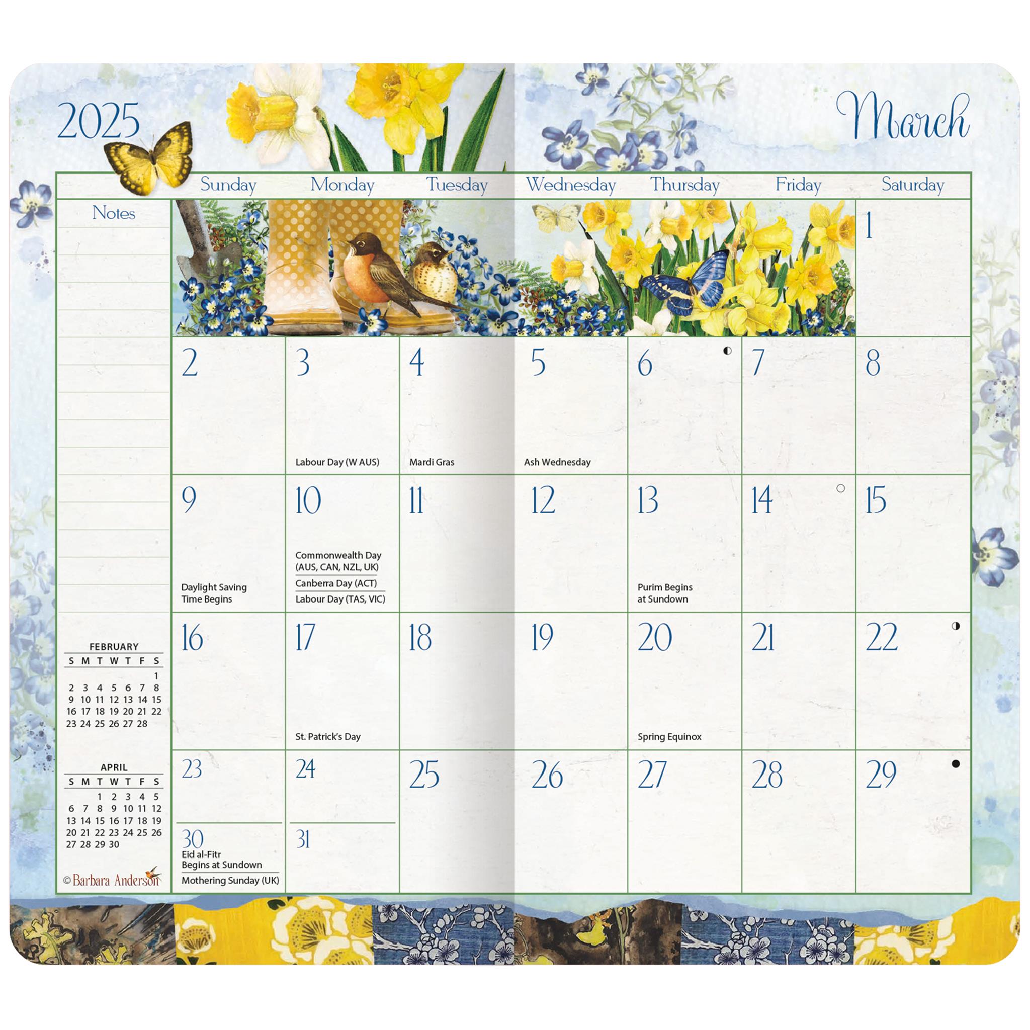 Garden Botanical 2 Yr Pocket Planner 2025 Calendar