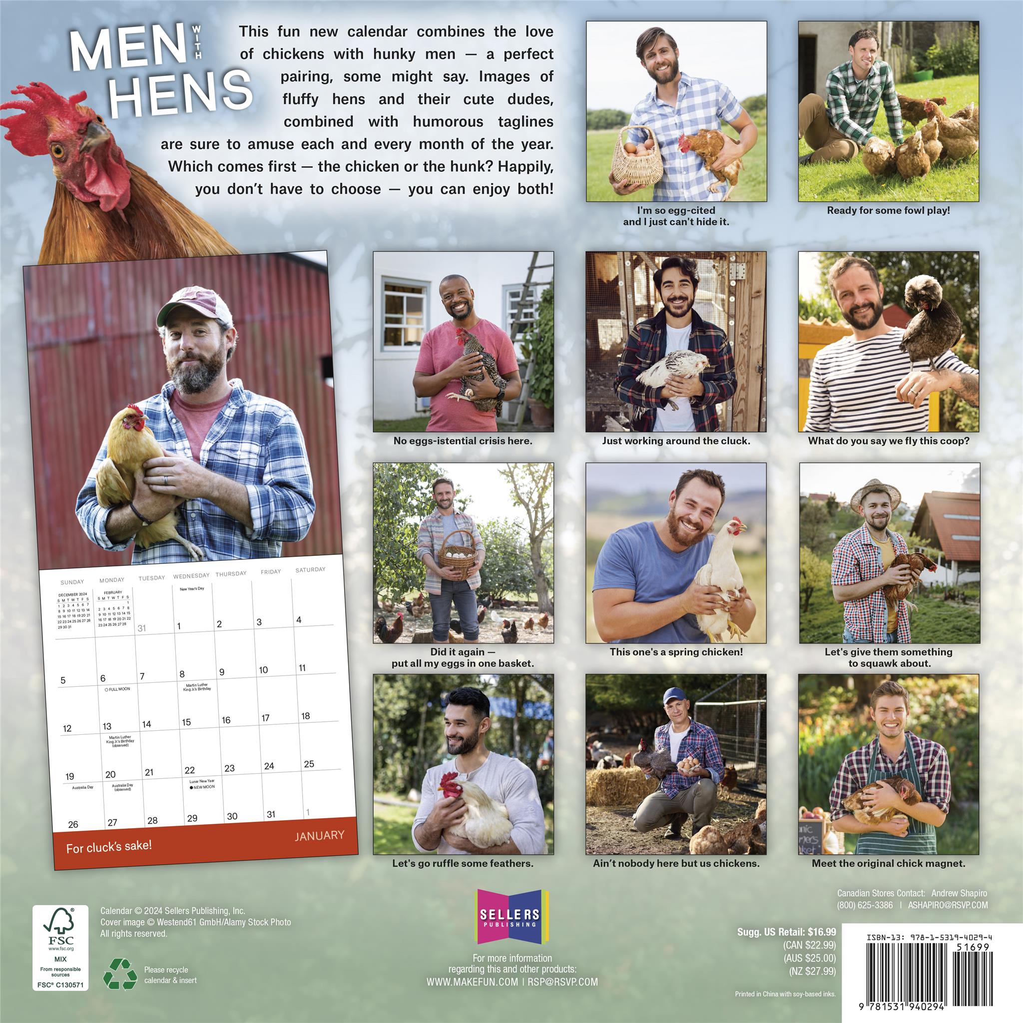 Men With Hens Wall 2025 Calendar - Online Exclusive