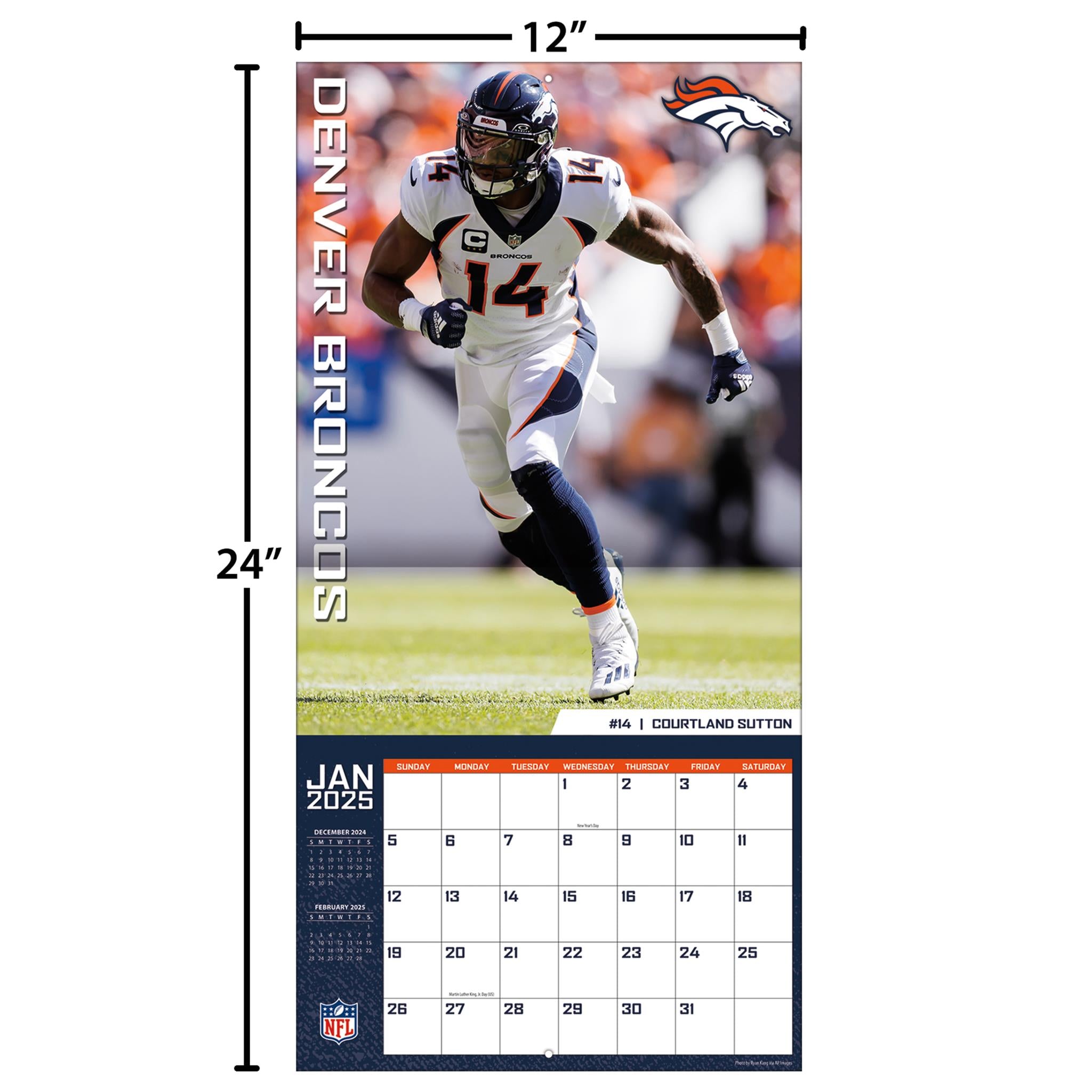 NFL Denver Broncos Wall 2025 Calendar - Online Exclusive