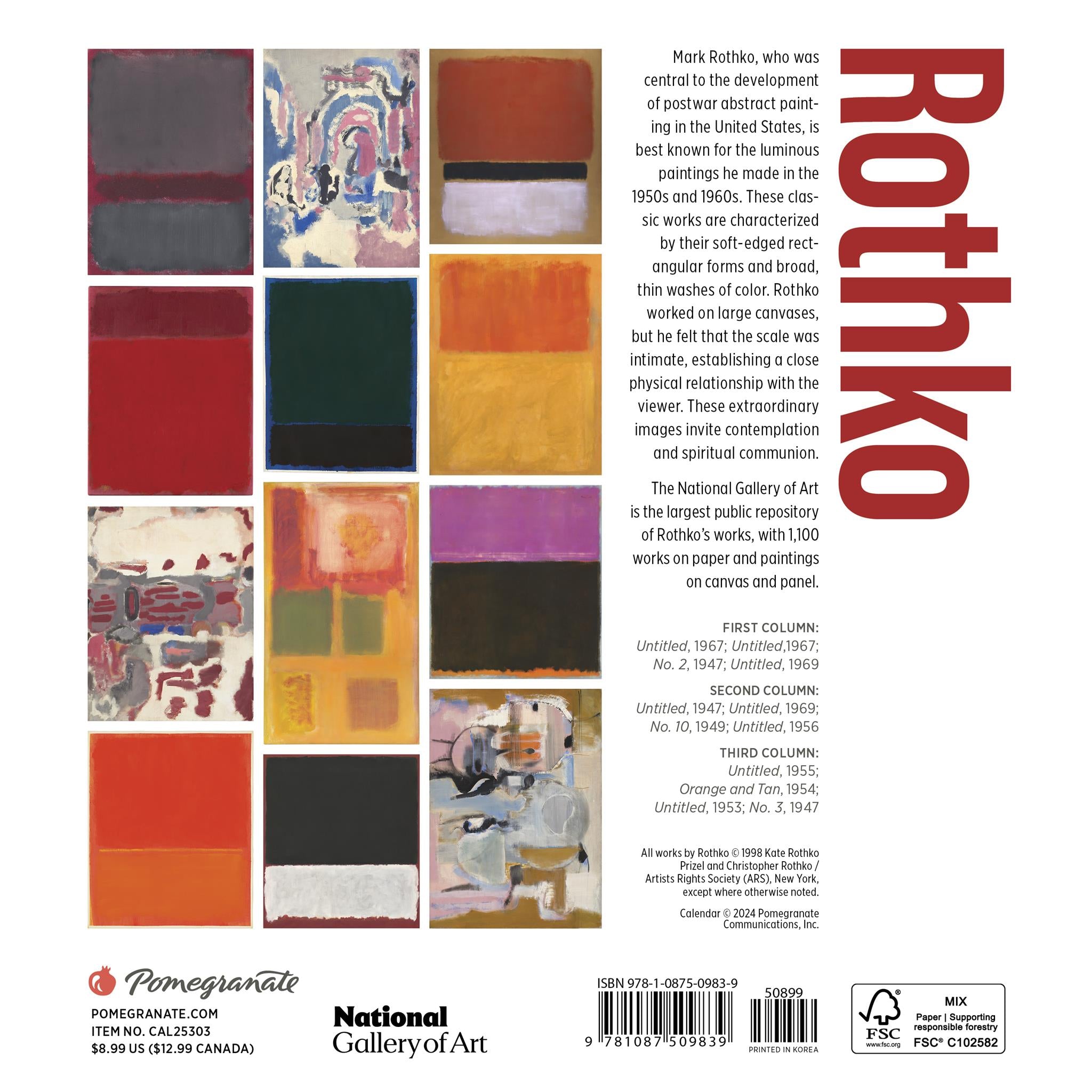 Rothko Mini 2025 Calendar - Online Exclusive