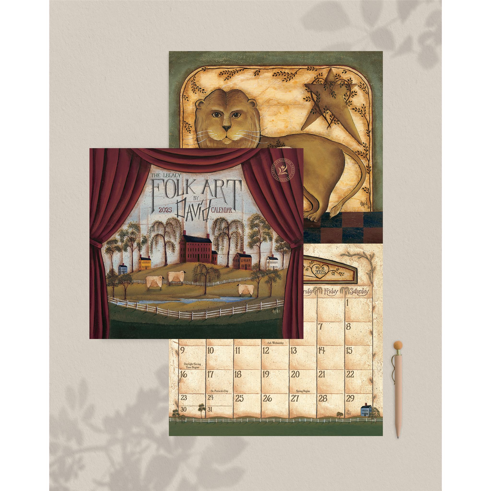 Folk Art By David Wall 2025 Calendar - Online Exclusive