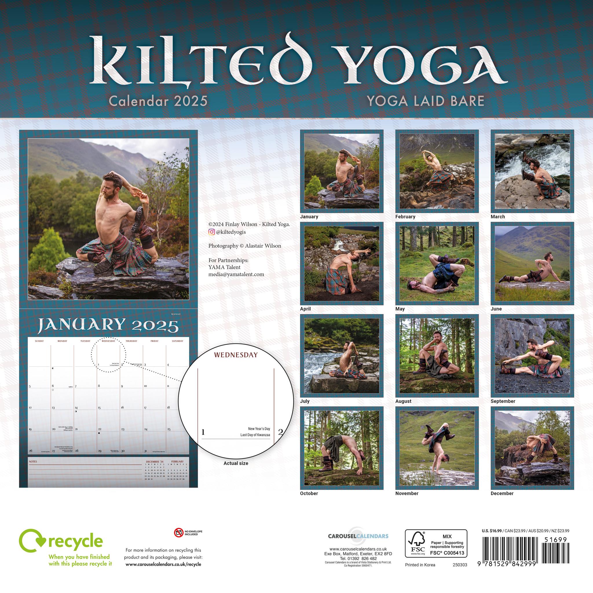 Kilted Yoga Wall 2025 Calendar