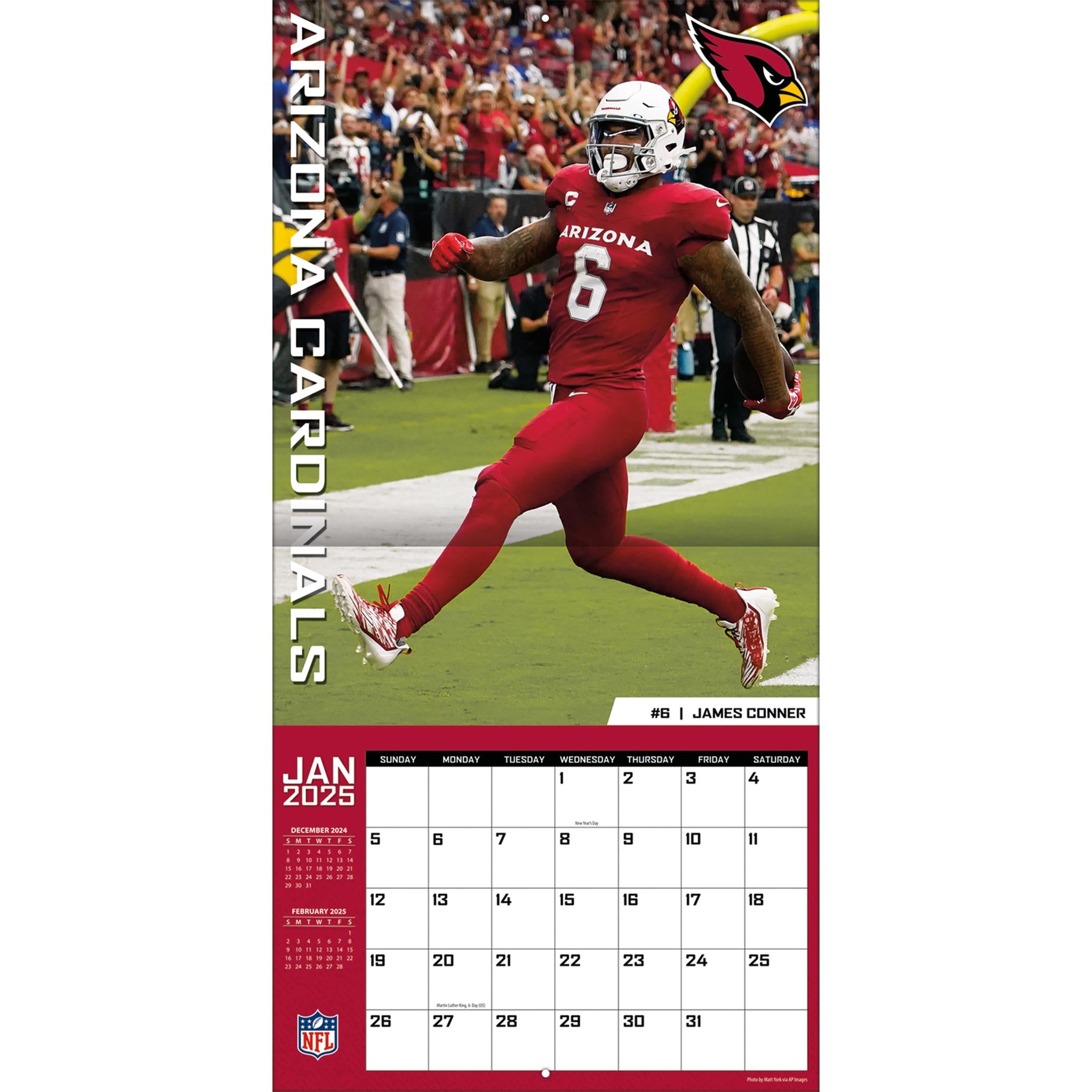 NFL Arizona Cardinals Wall 2025 Calendar - Online Exclusive