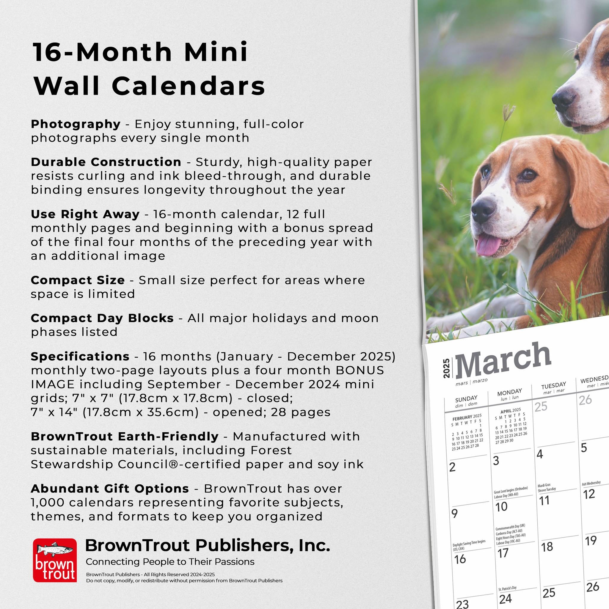 Beagles Mini 2025 Calendar