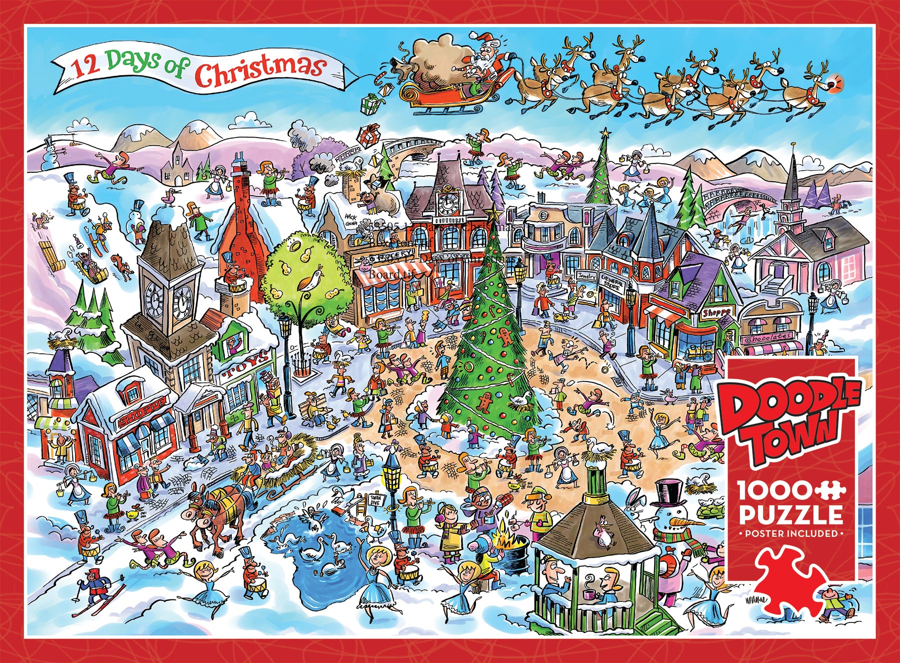 DoodleTown 12 Days of Christmas 1000 Piece Puzzle