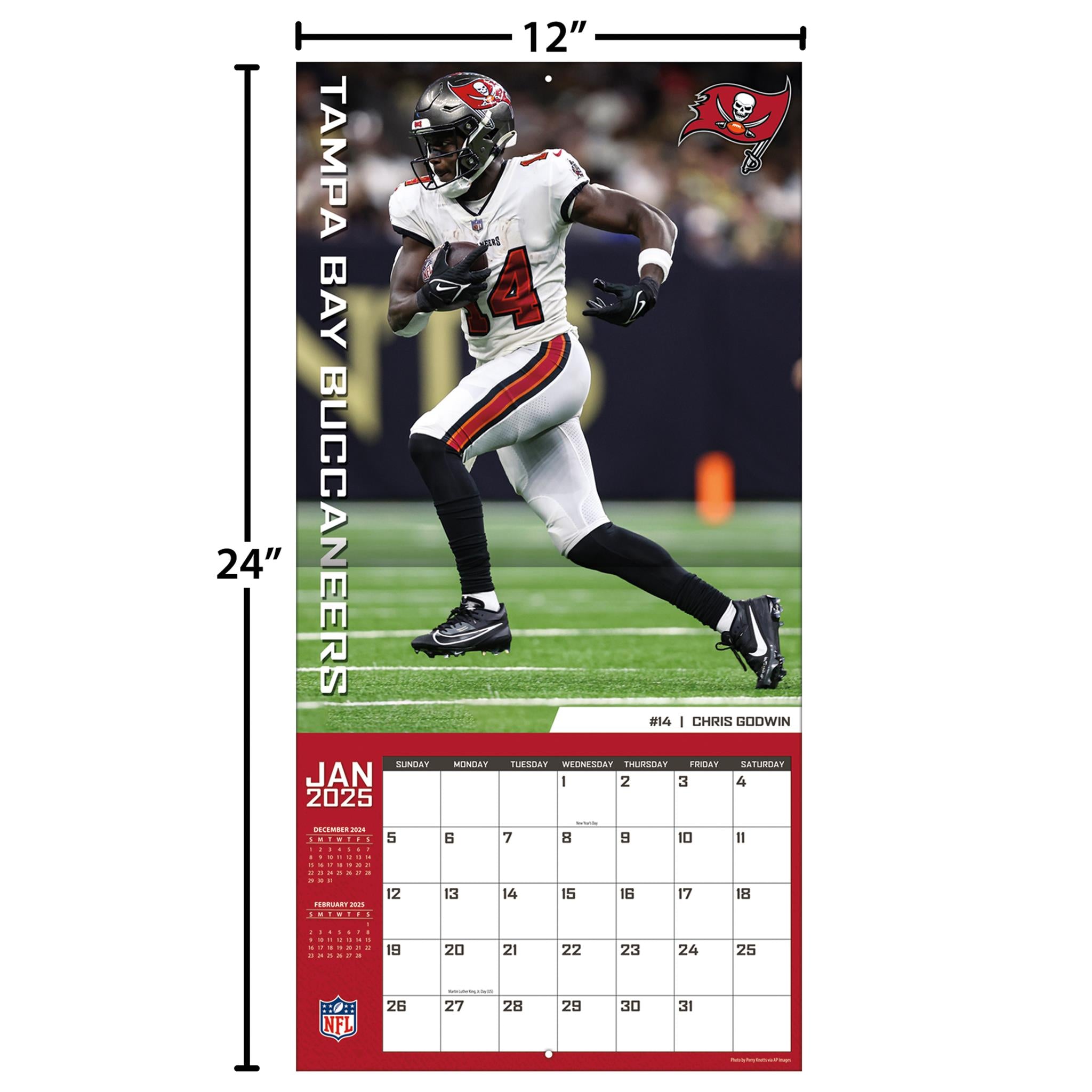 NFL Tampa Bay Buccaneers Wall 2025 Calendar - Online Exclusive