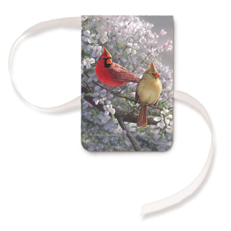 Blushing Cardinals Magnetic Page Clips w Ribbon