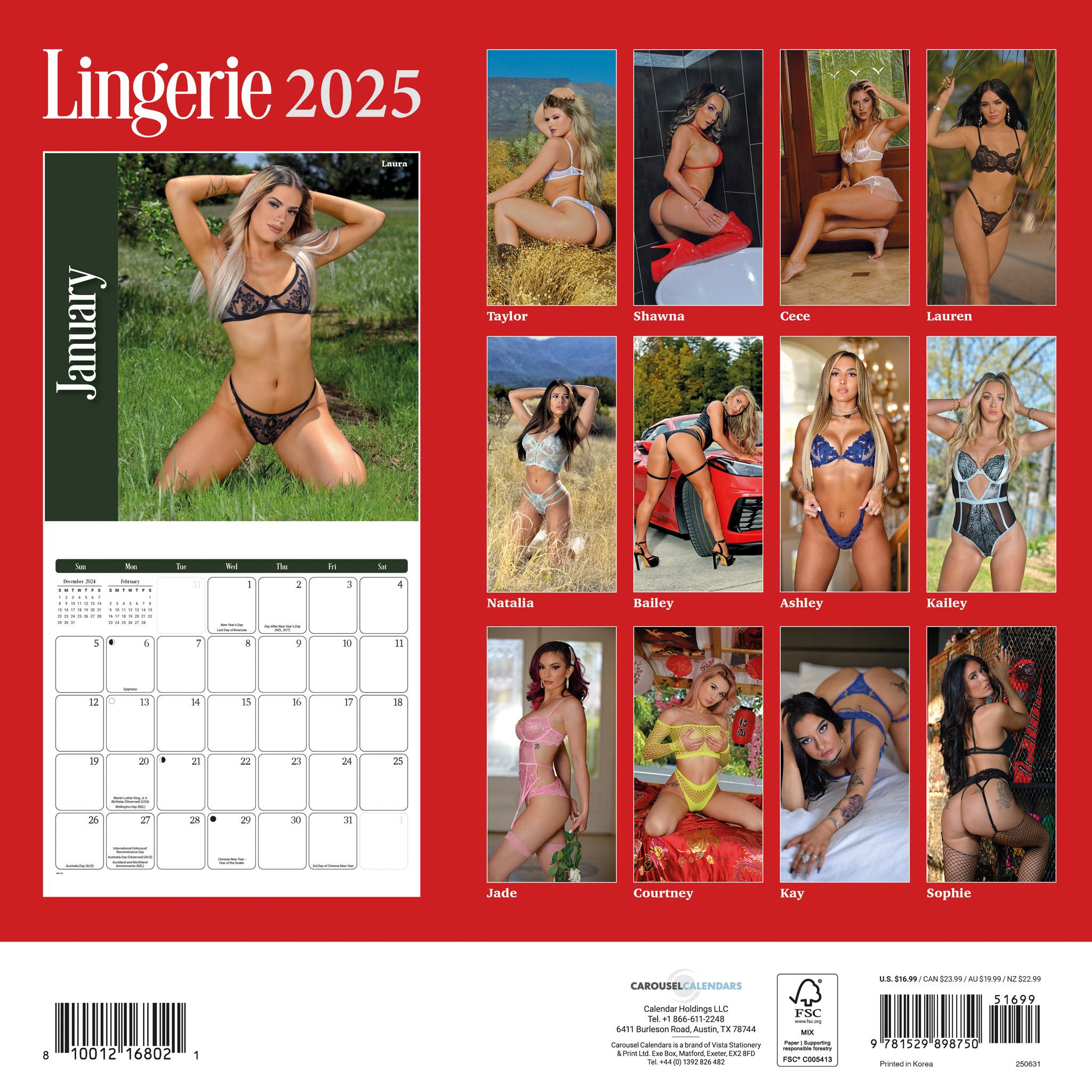 Lingerie Wall 2025 Calendar