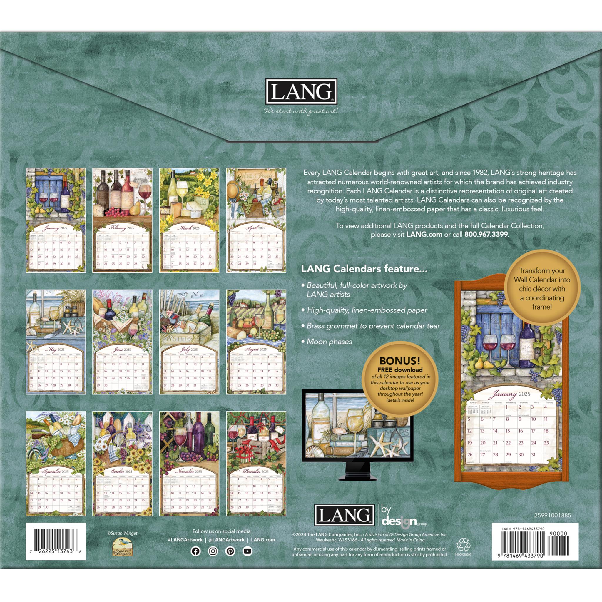 Wine Country Special Edition with Print Wall 2025 Calendar