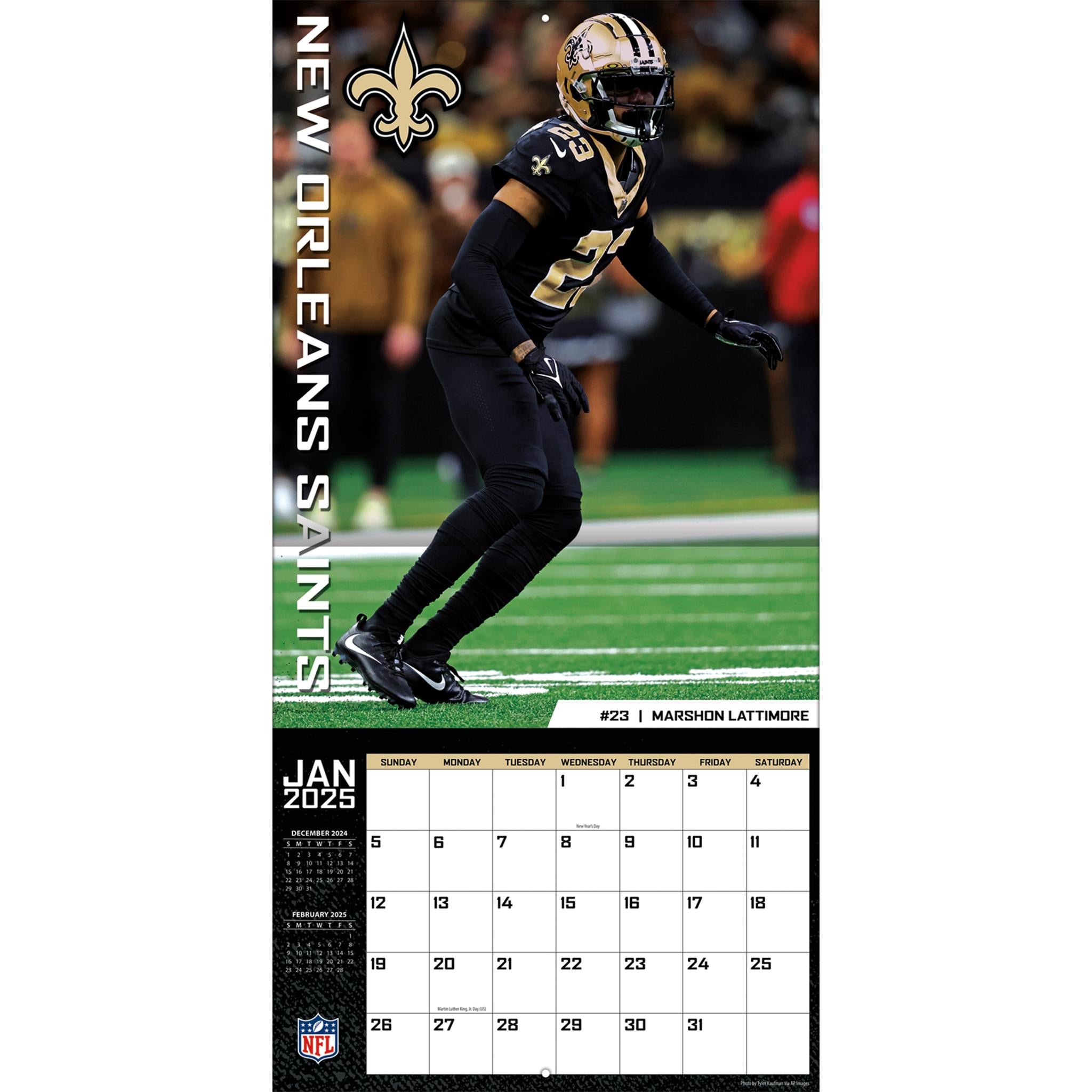 NFL New Orleans Saints Wall 2025 Calendar