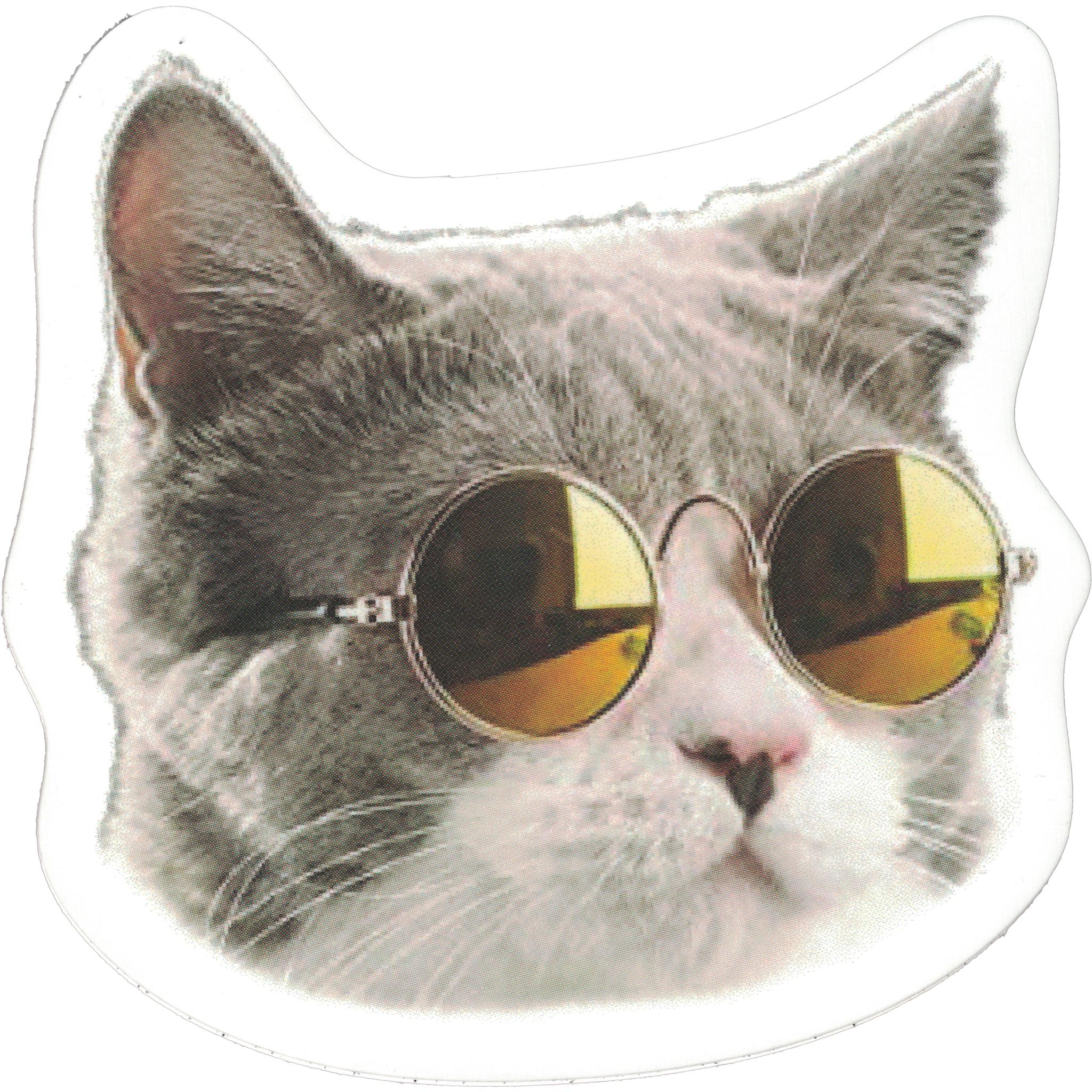 Cat with Glasses Vinyl Sticker