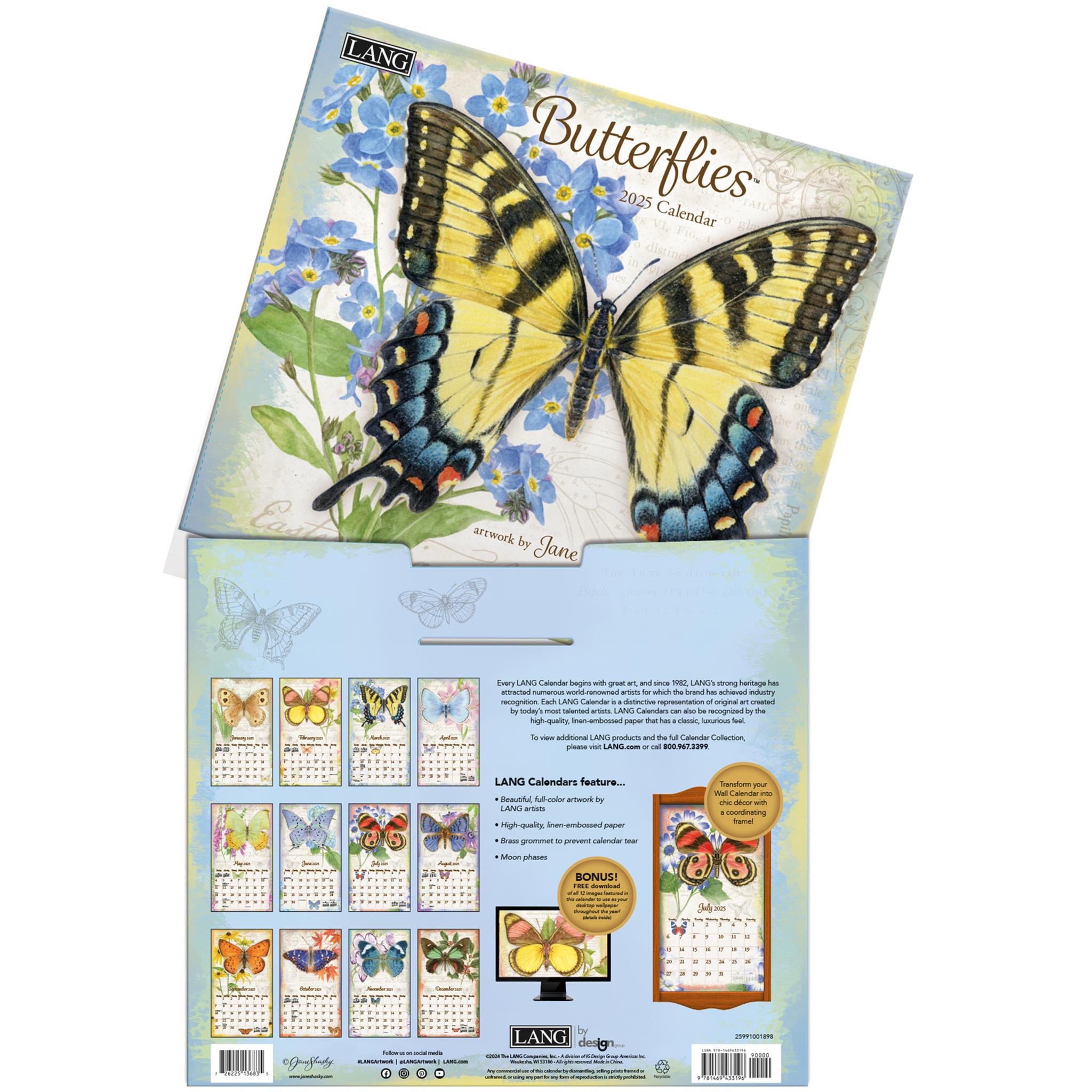 Butterflies Wall 2025 Calendar - Online Exclusive