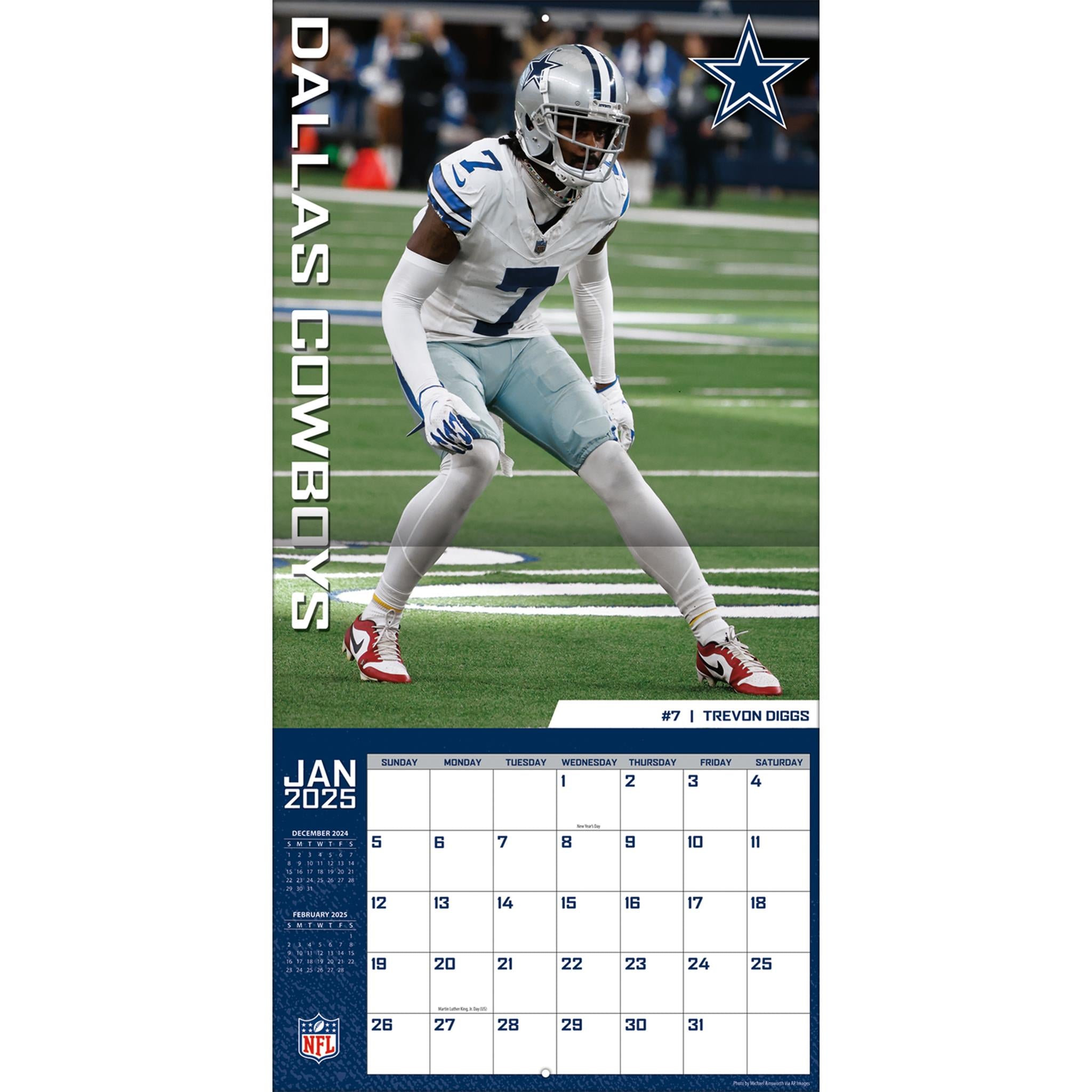 NFL Dallas Cowboys Wall 2025 Calendar