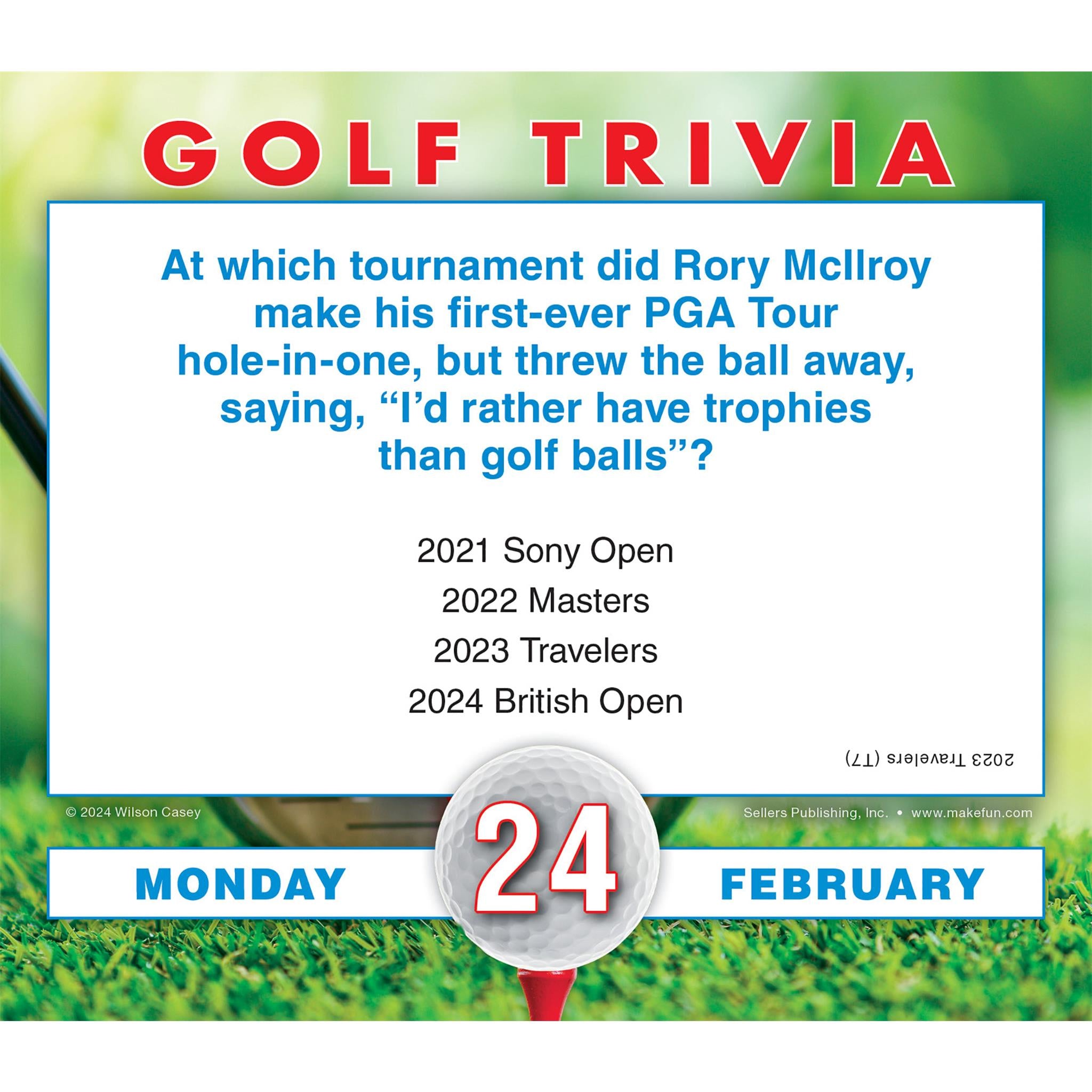 Golf Trivia Challenge Box 2025 Calendar - Online Exclusive