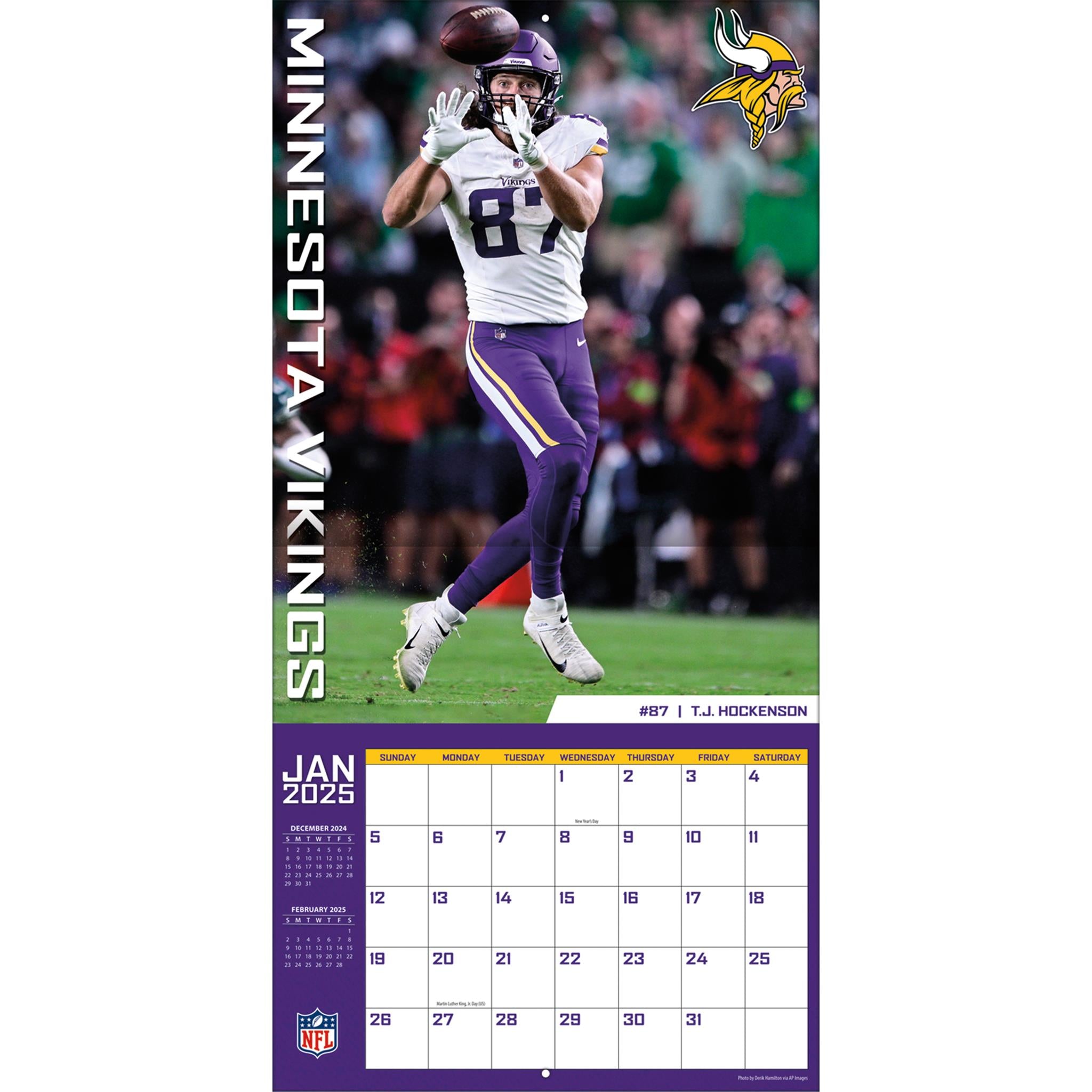 NFL Minnesota Vikings Wall 2025 Calendar