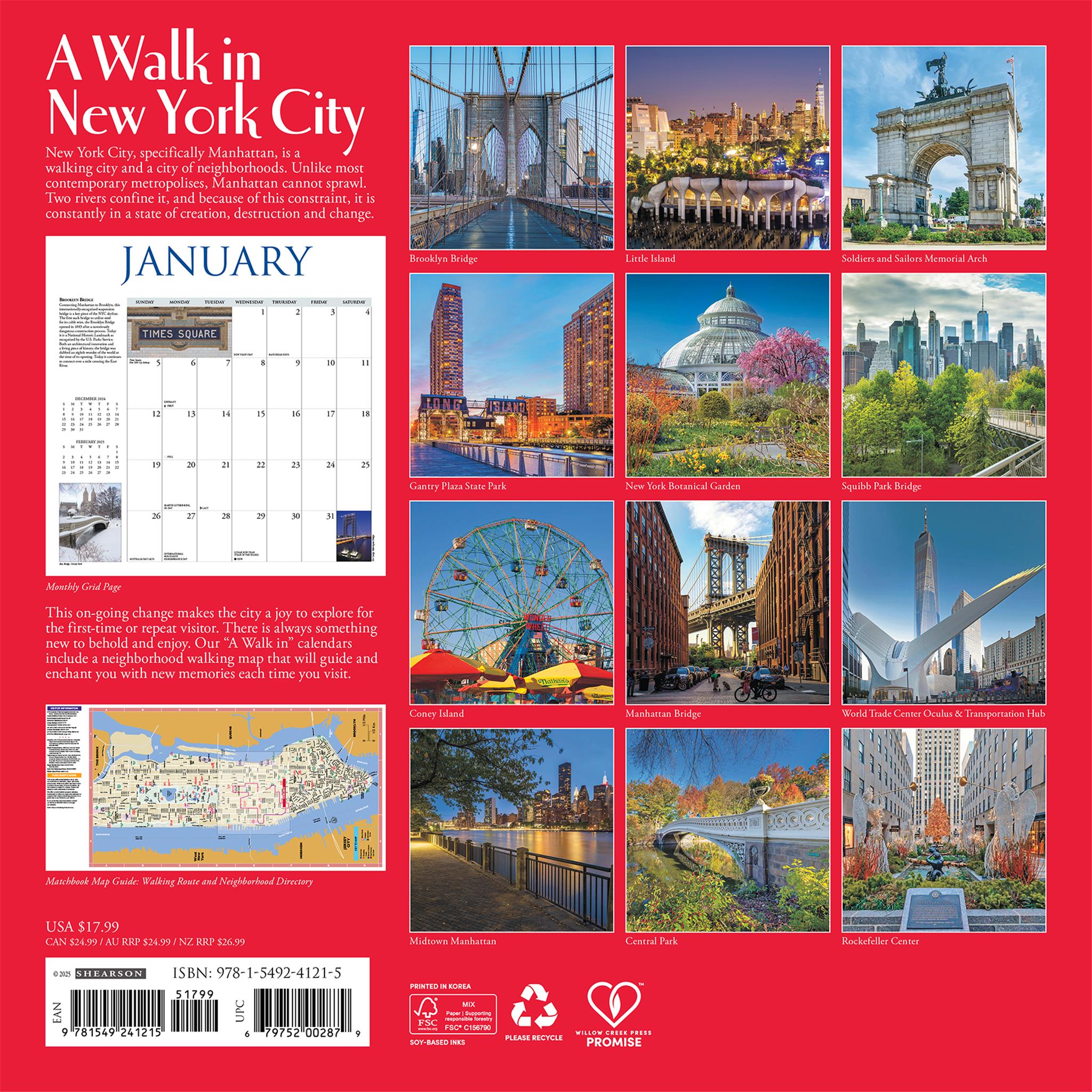 Walk In New York City Wall 2025 Calendar - Online Exclusive