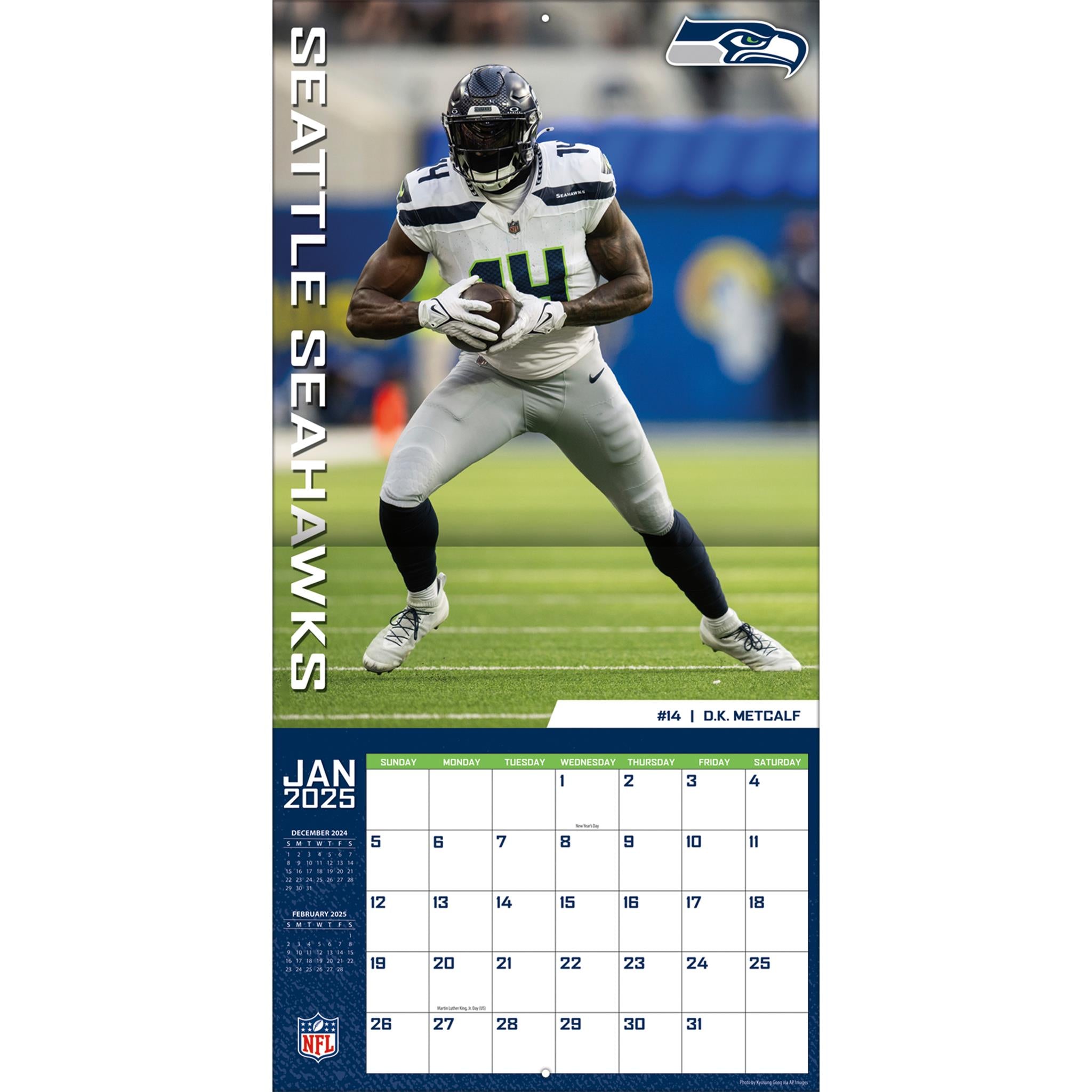 NFL Seattle Seahawks Wall 2025 Calendar