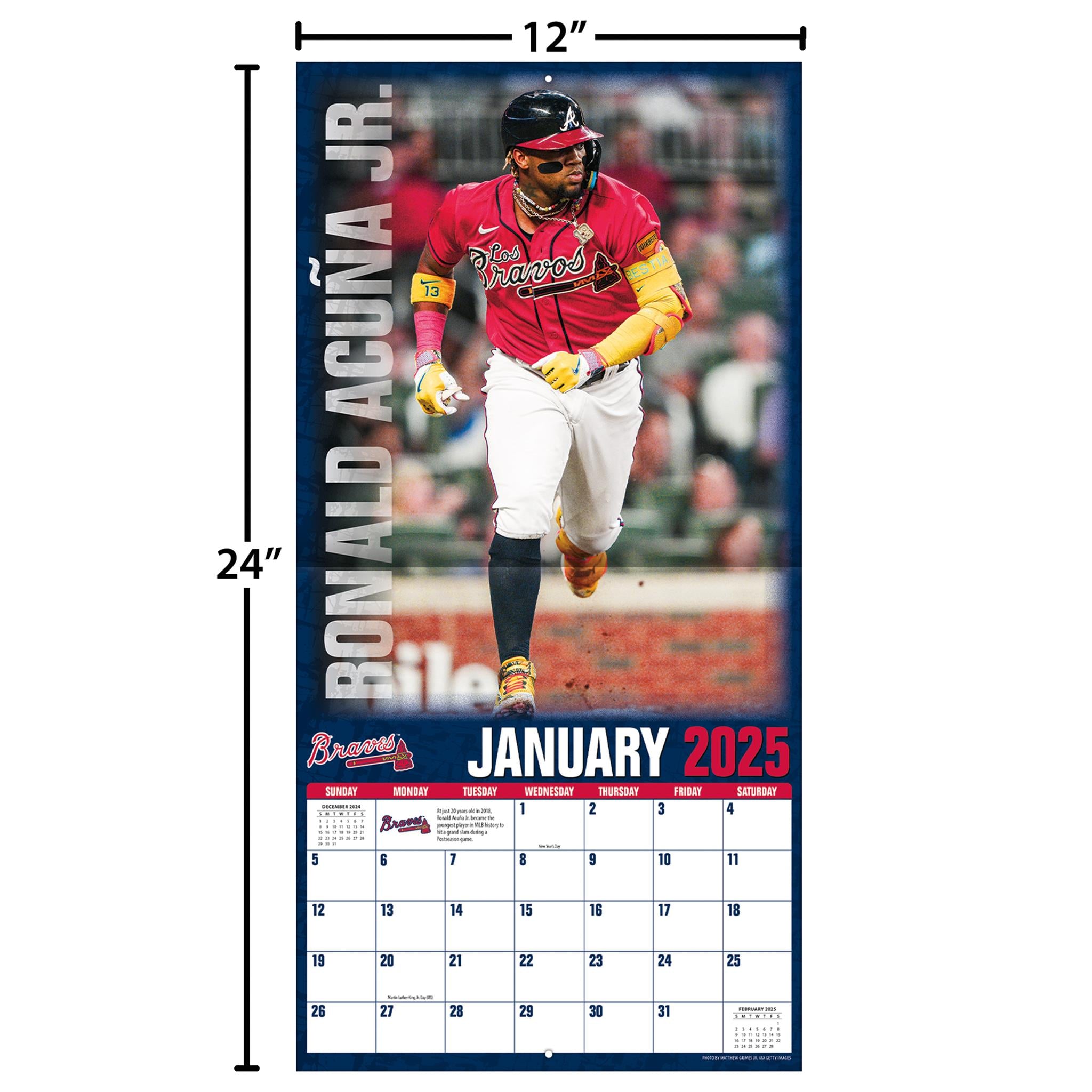 MLB Atlanta Braves Ronald Acuna Jr Wall 2025 Calendar - Online Exclusive