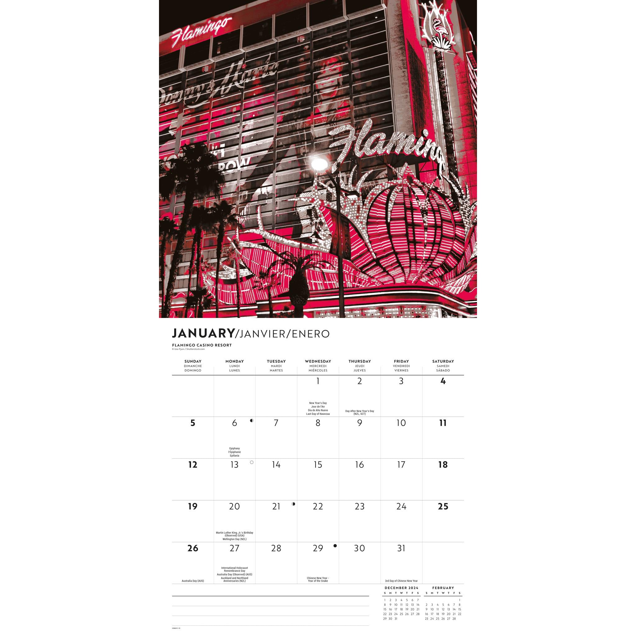 Vegas Lux Wall 2025 Calendar